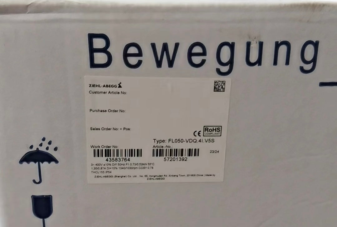 FL050-VDQ.4I.V5S ZIEHL-ABEGG Axial Fan 0.73/0.52 kW 1.35/0.97A 1340/1030rpm