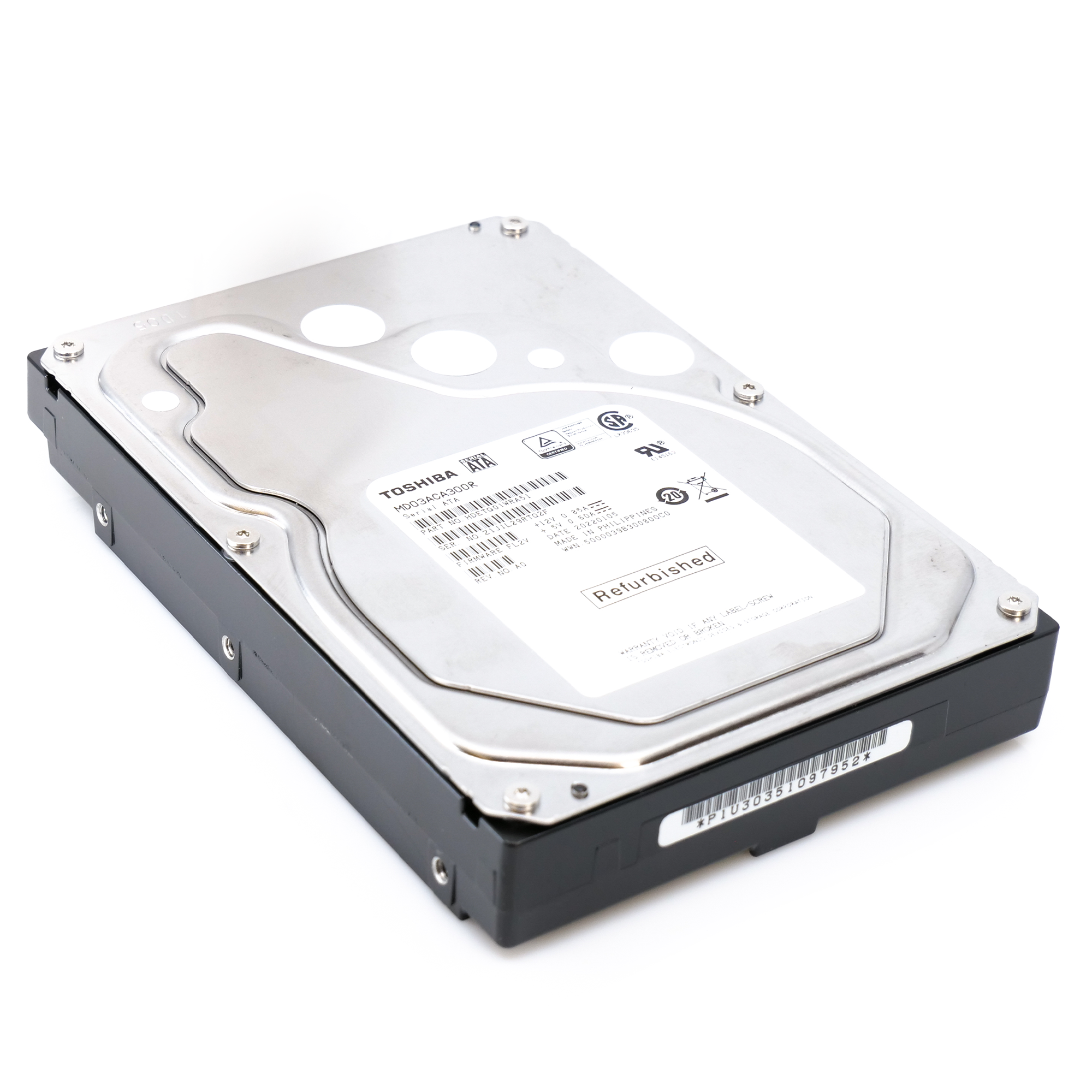 Toshiba MD03 MD03ACA300R 3TB 7.2K RPM SATA 6Gb/s Desktop 3.5in Recertified Hard Drive