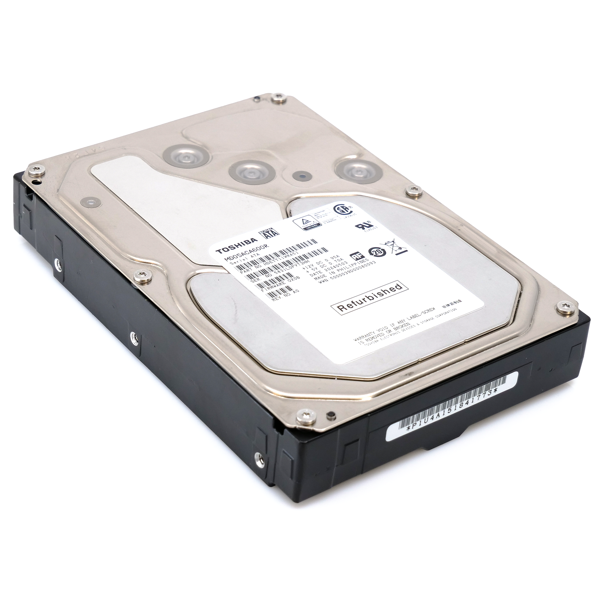 Toshiba MD05 MD05ACA600R 6TB 7.2K RPM SATA 6Gb/s Desktop 3.5in Recertified Hard Drive