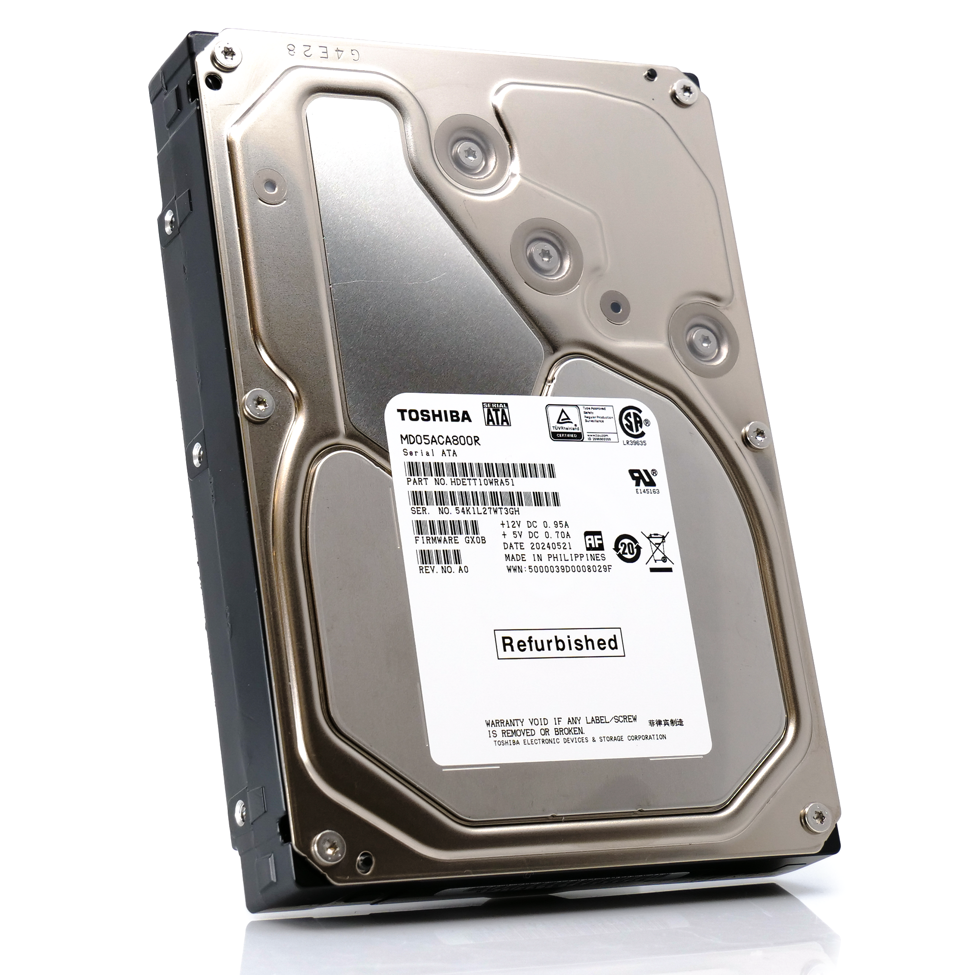Toshiba MD05 MD05ACA800R 8TB 7.2K RPM SATA 6Gb/s Desktop 3.5in Recertified Hard Drive