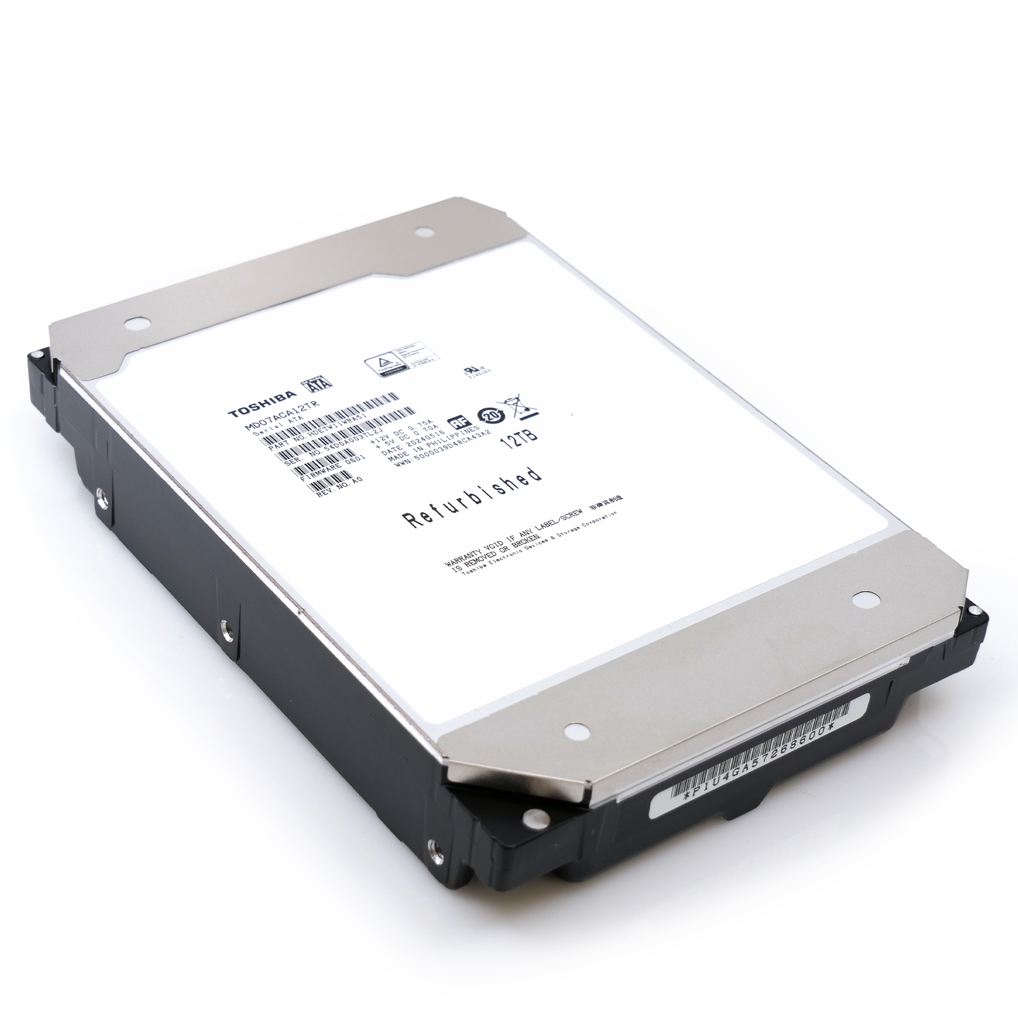 Toshiba MD07 MD07ACA12TR 12TB 7.2K RPM SATA 6Gb/s 512e Desktop 3.5in Recertified Hard Drive