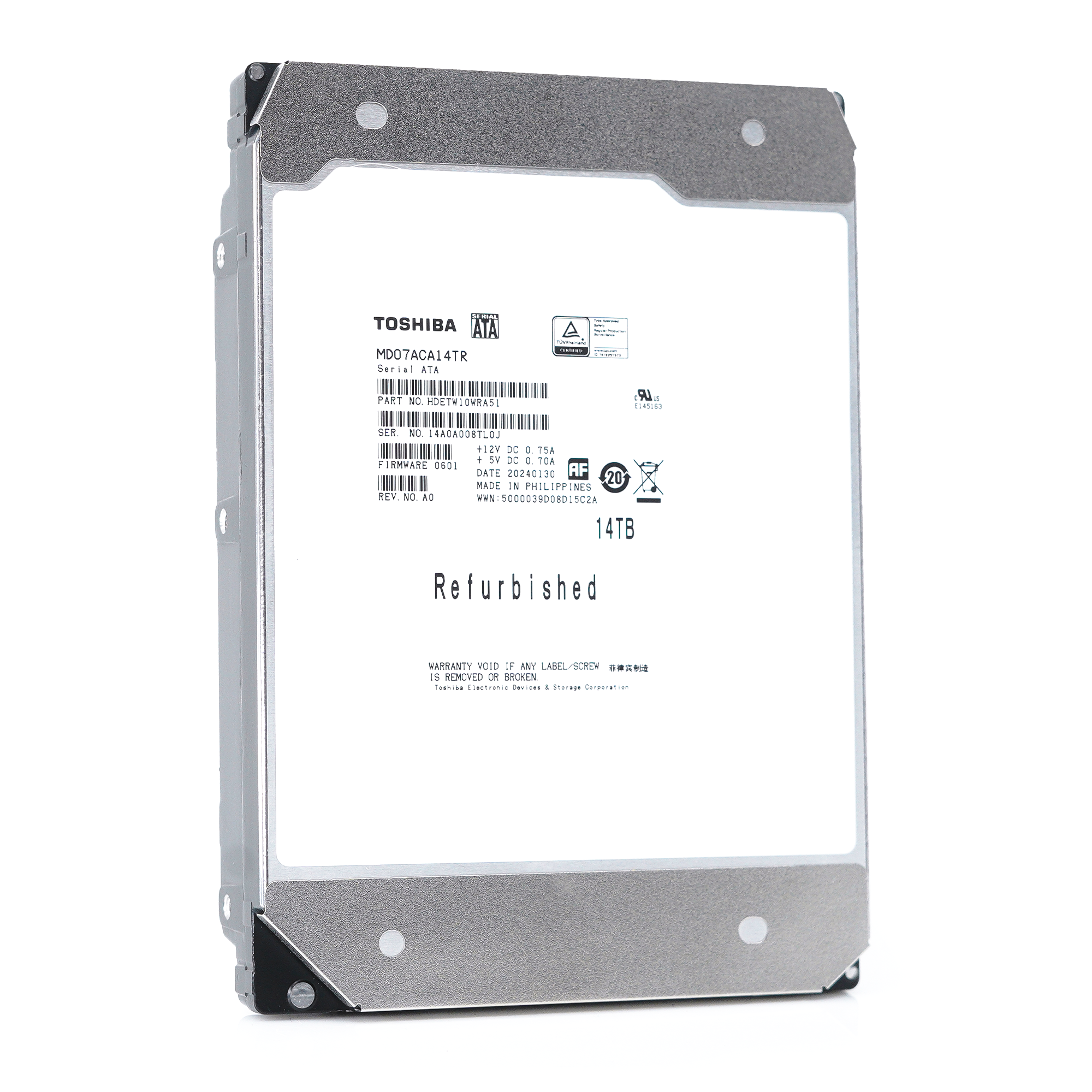 Toshiba MD07ACA MD07ACA14TR 14TB 7.2K RPM SATA 6Gb/s 512e Desktop 3.5in Hard Drive