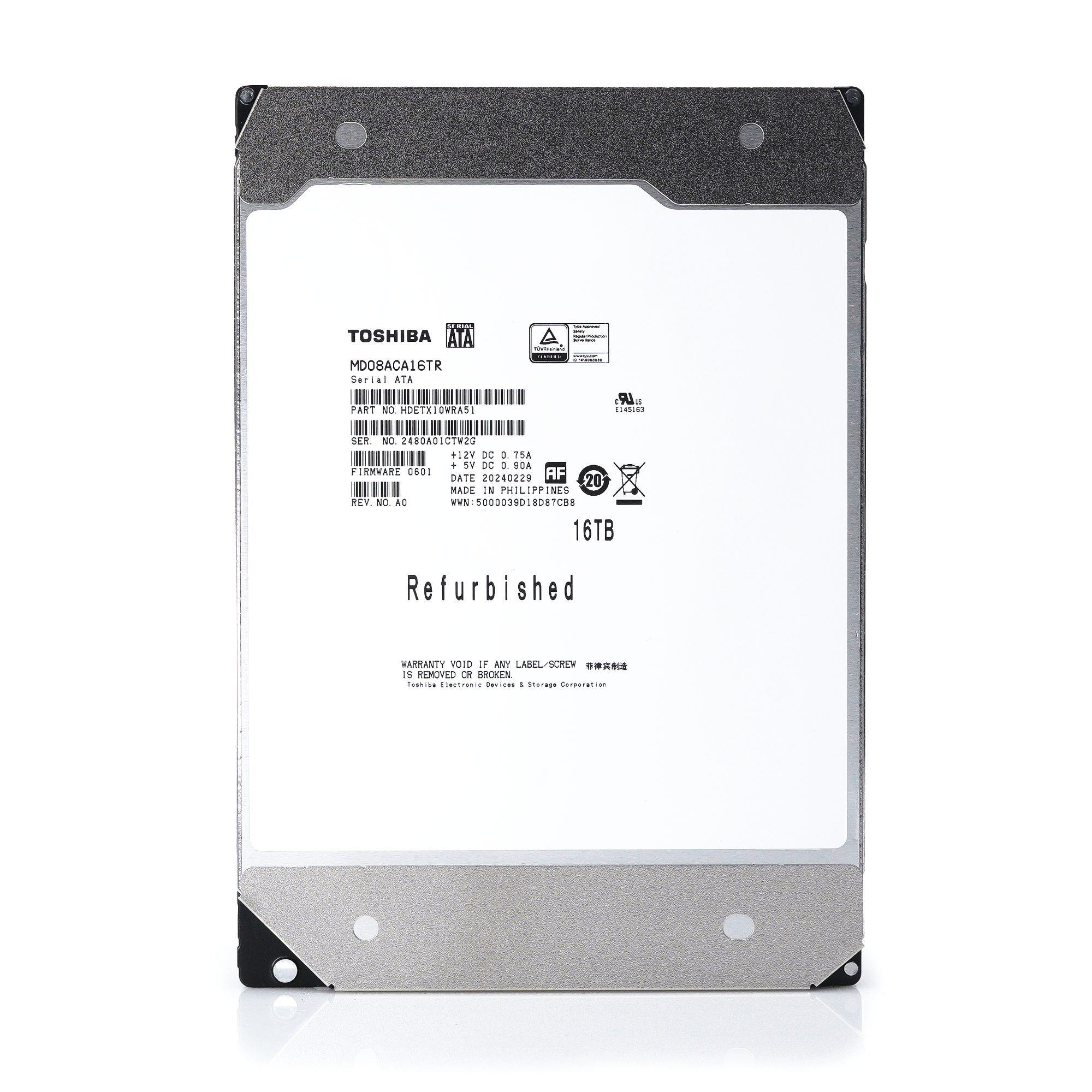 Toshiba MD08 MD08ACA16TR 16TB 7.2K RPM SATA 6Gb/s 512e Desktop 3.5in Refurbished HDD