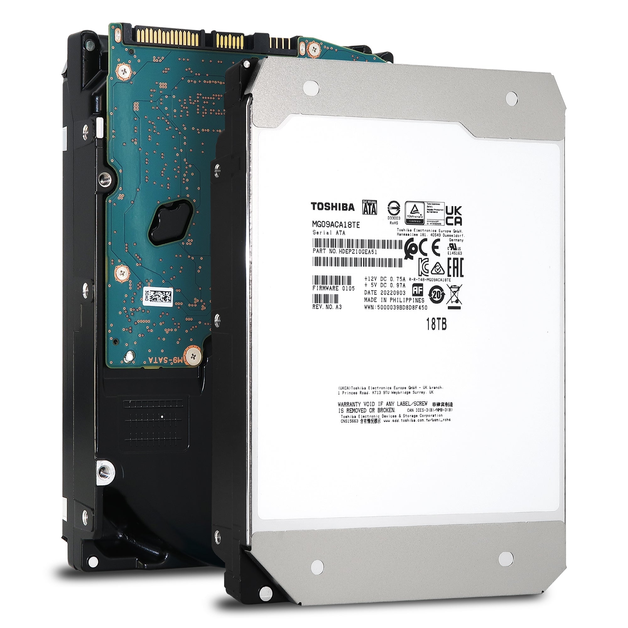 Toshiba MG09 MG09ACA18TE 18TB 7.2K RPM SATA 6Gb/s 512e 3.5in Hard Drive