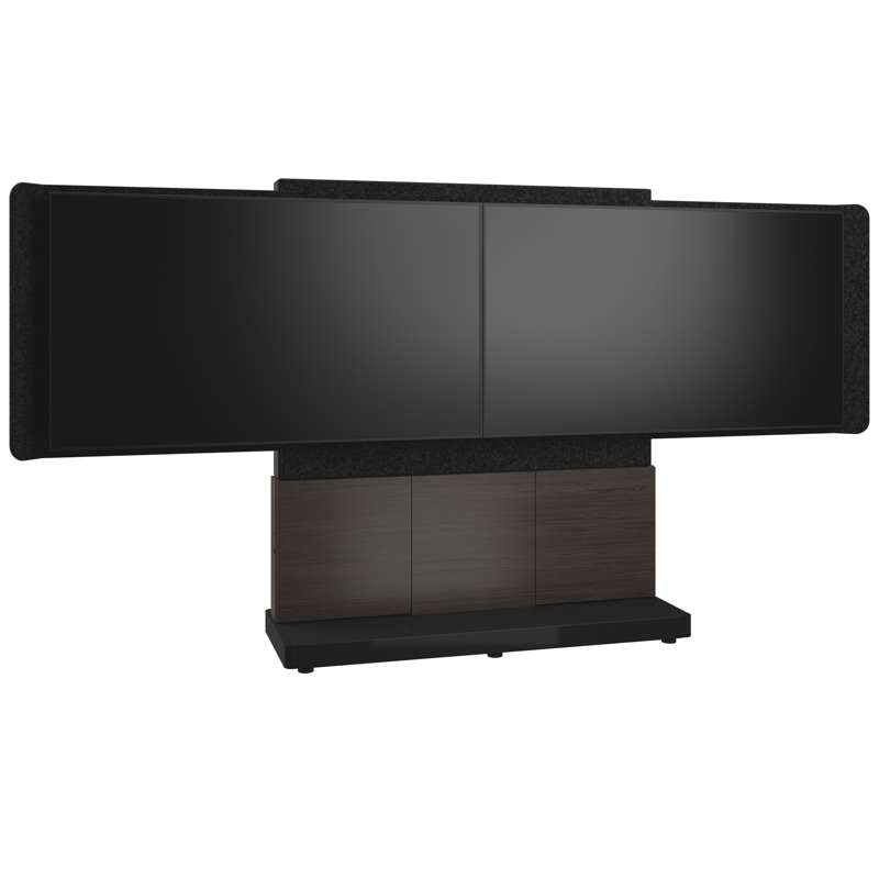 Middle Atlantic Forum Free-Standing 66" (3 Bay) Display Stand for (2) 56" to 65" Display, Dark Finish