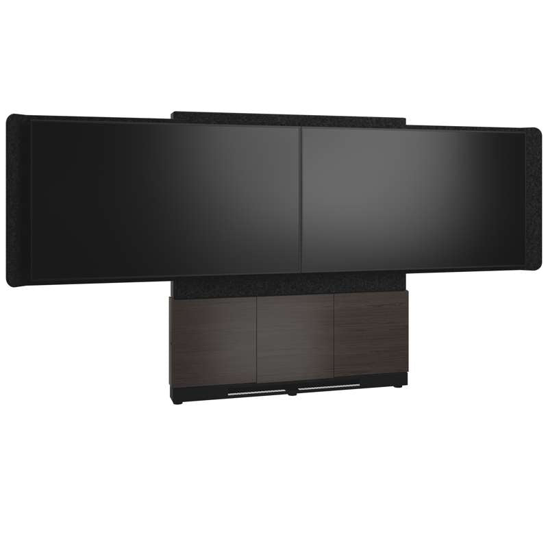 Middle Atlantic Forum Floor-to-Wall Mounted 66" (3 Bay) Display Stand for (2) 50" to 55" Display, Dark Finish