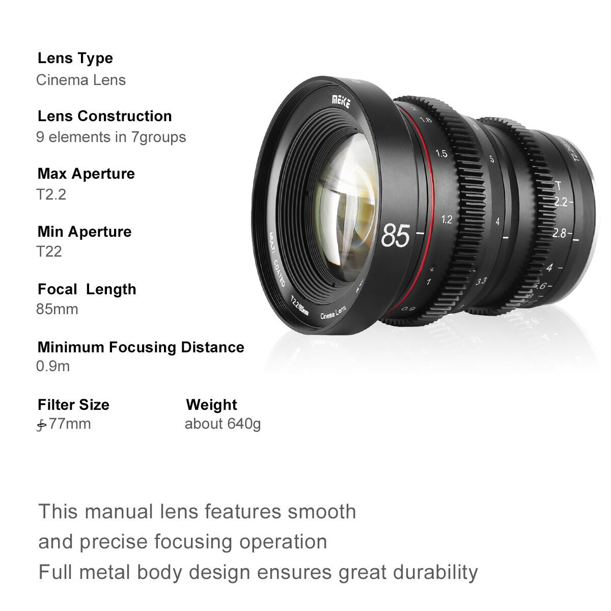 Meike Cinema Prime 85mm T2.2 Lens (Fujifilm X Mount)