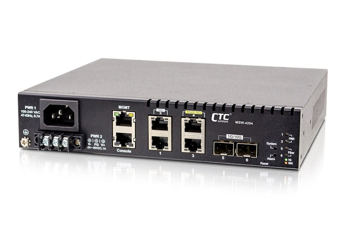 MSW-4204-AD 2x 10G SFP+ and 4x Gigabit RJ45 EDD switch (Ethernet Demarcation Device) for Metro Ethernet networks w/ full 802.3ah OAM support (NID), AC and DC power inputs