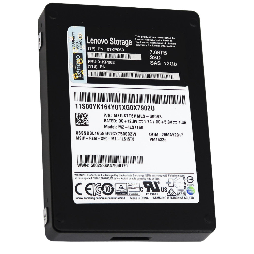 Lenovo PM1633a MZILS7T6HMLS-000V3 01KP060 7.68TB SAS 12Gb/s 2.5in Solid State Drive