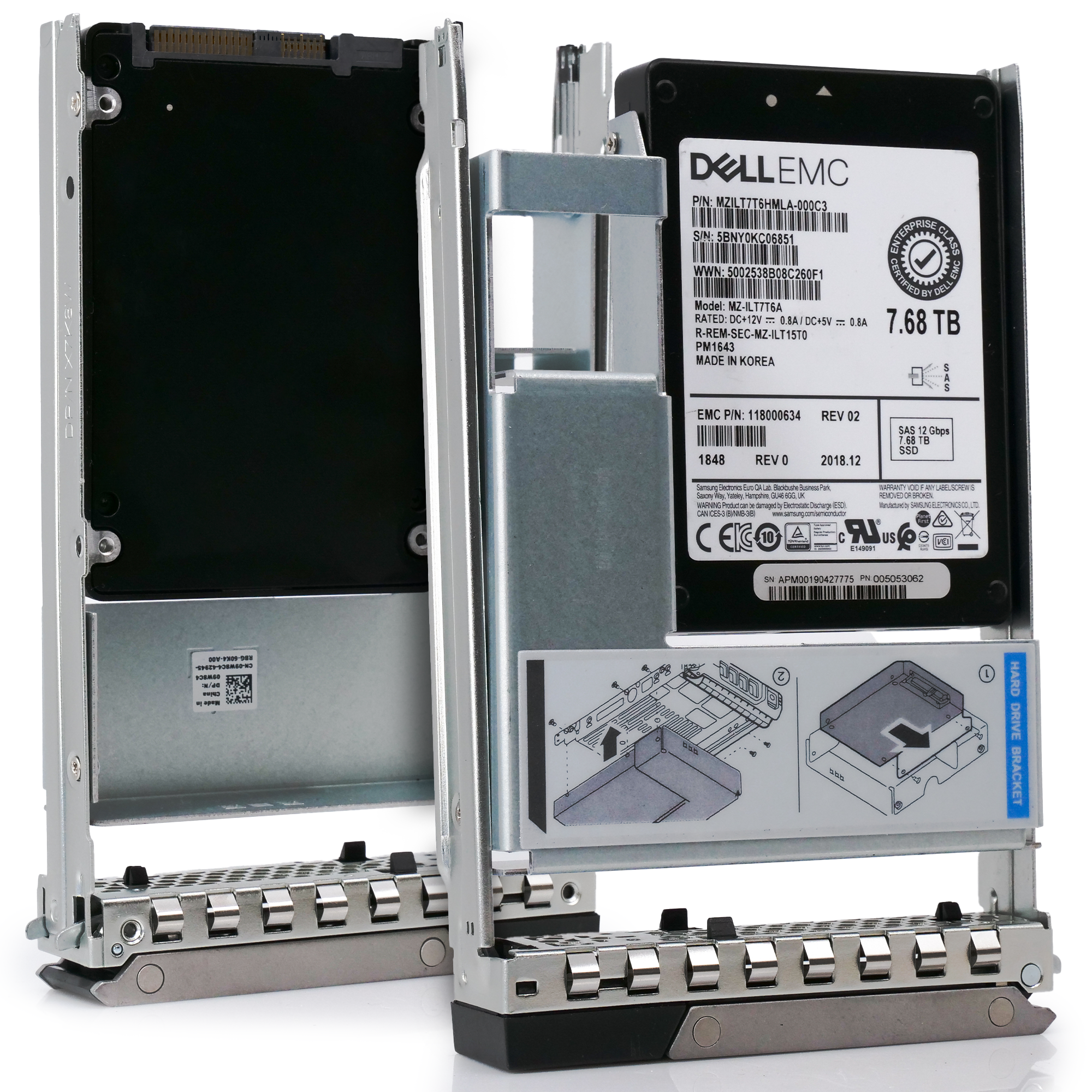 Dell EMC 118000634 G14 7.68TB SAS 12Gb/s 512e 1DWPD 3.5in Recertified Solid State Drive