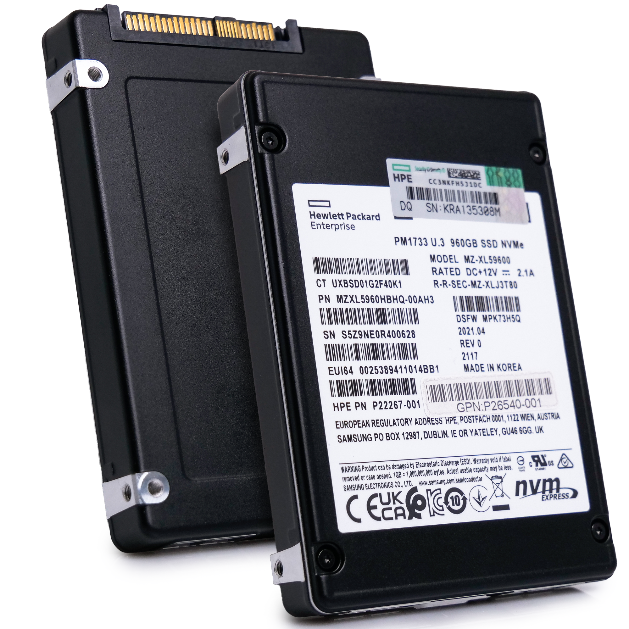 Samsung/HP PM1733 MZXL5960HBHQ 960GB 1 DWPD PCIe Gen 4.0x4 8GB/s 3D TLC U.3 NVMe 2.5in SSD