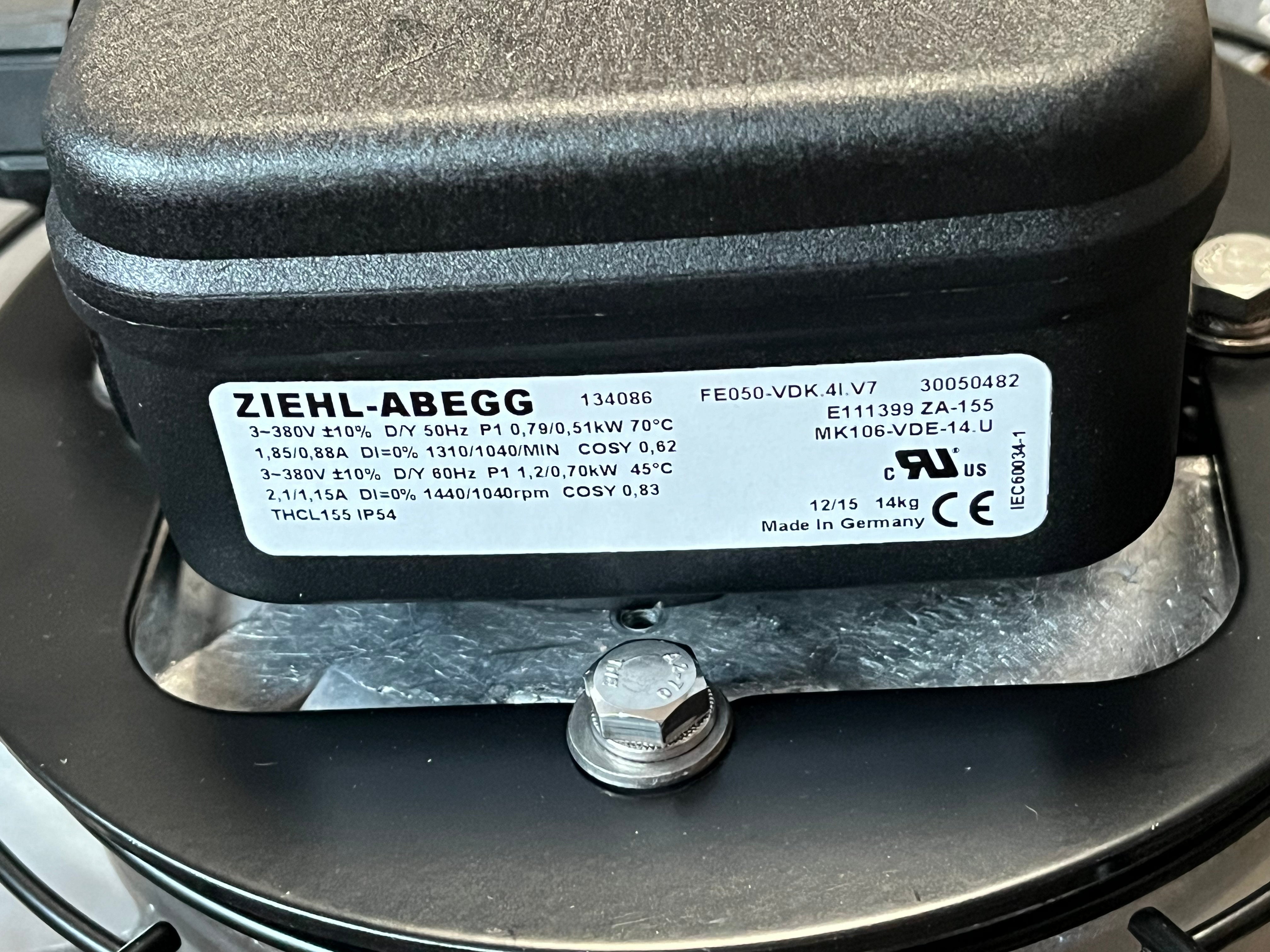 FE050-VDK.4I.V7 ZIEHL-ABEGG Axial Fan MK106-VDE.14.U 3-400V 50Hz