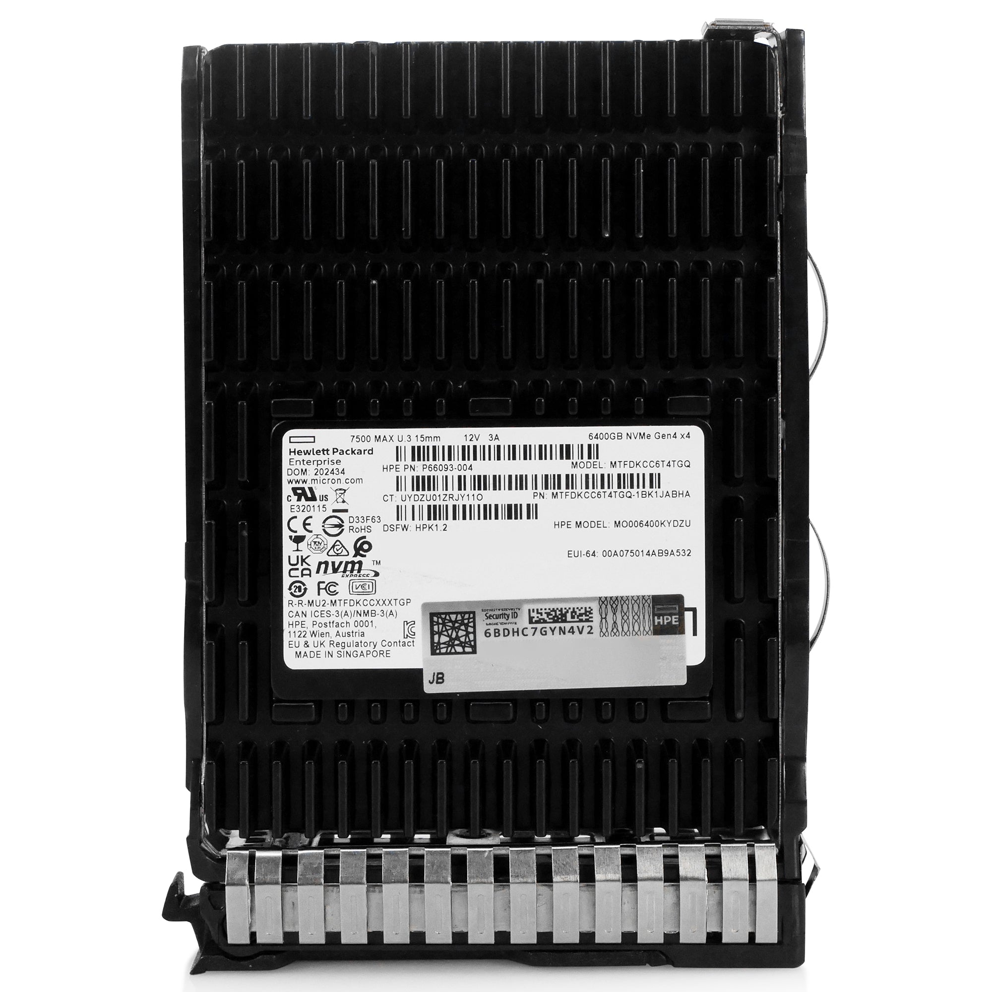 HP Generation 8 P66093-004 6.4TB 3 DWPD PCIe Gen 4.0 x4 8GB/s 3D TLC U.3 NVMe 2.5in Recertified Solid State Drive