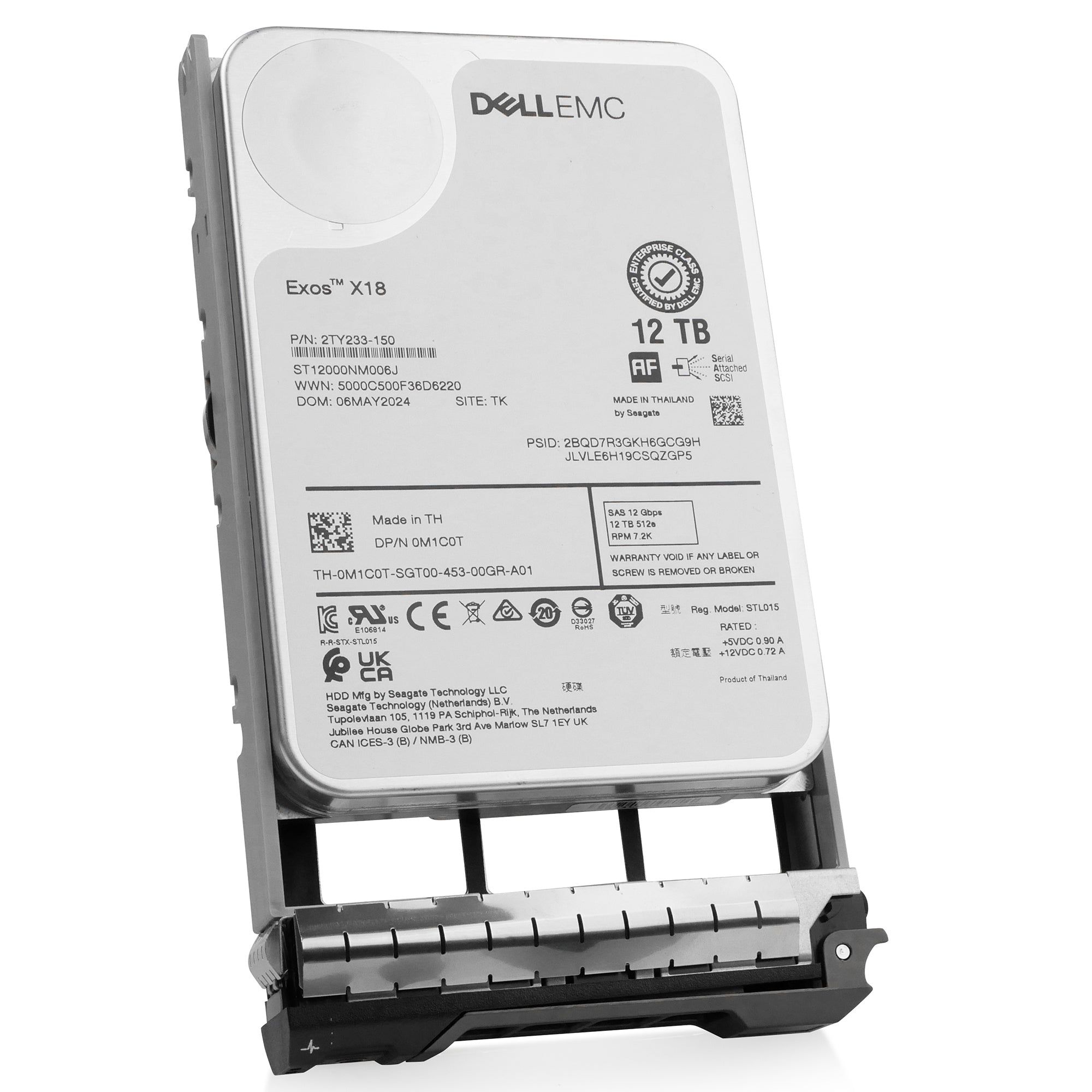 Dell G13 P05MG 12TB 7.2K RPM SAS 12Gb/s 512e 3.5in Refurbished HDD