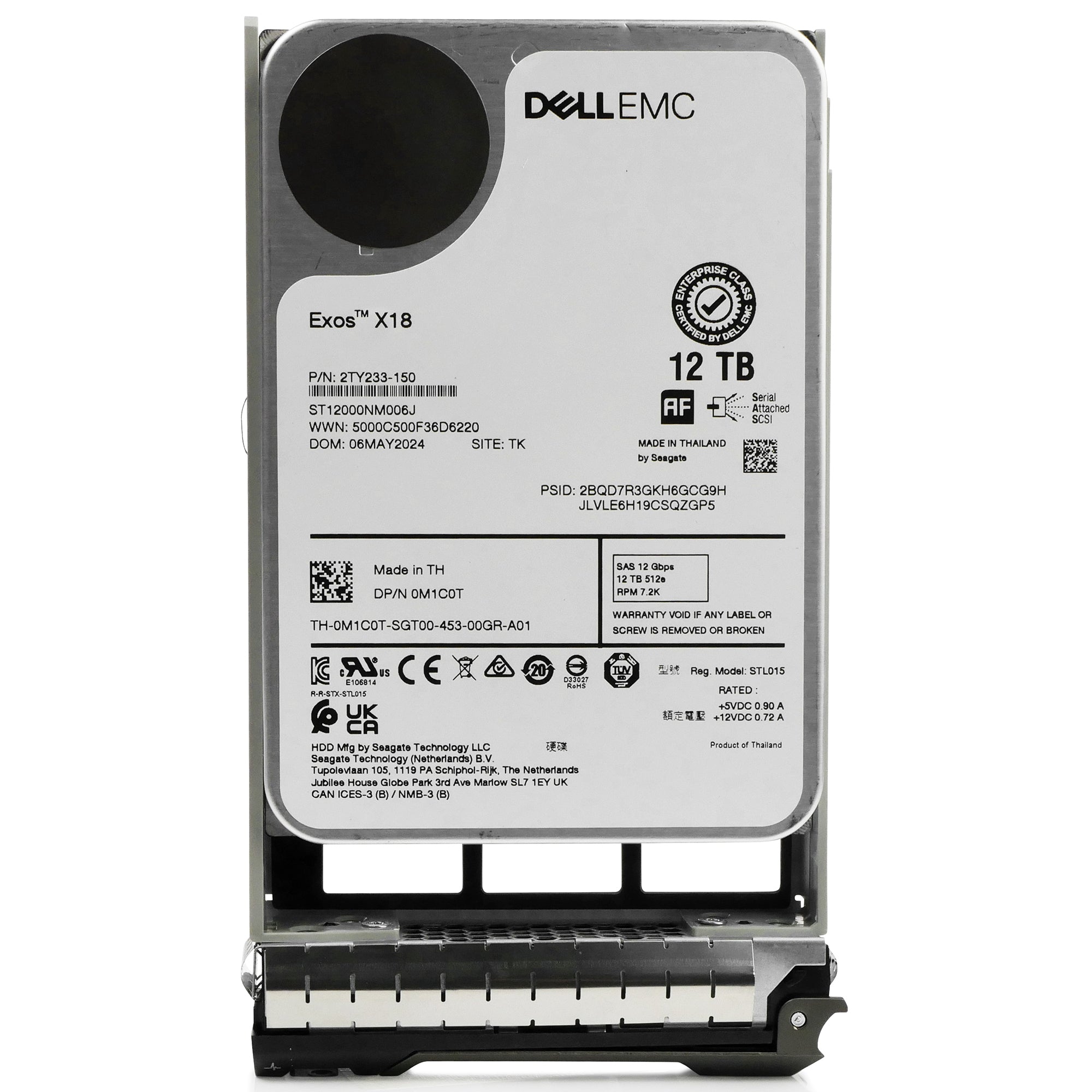 Dell G13 0T7XPD 12TB 7.2K RPM SAS 12Gb/s 512e 3.5in Refurbished HDD
