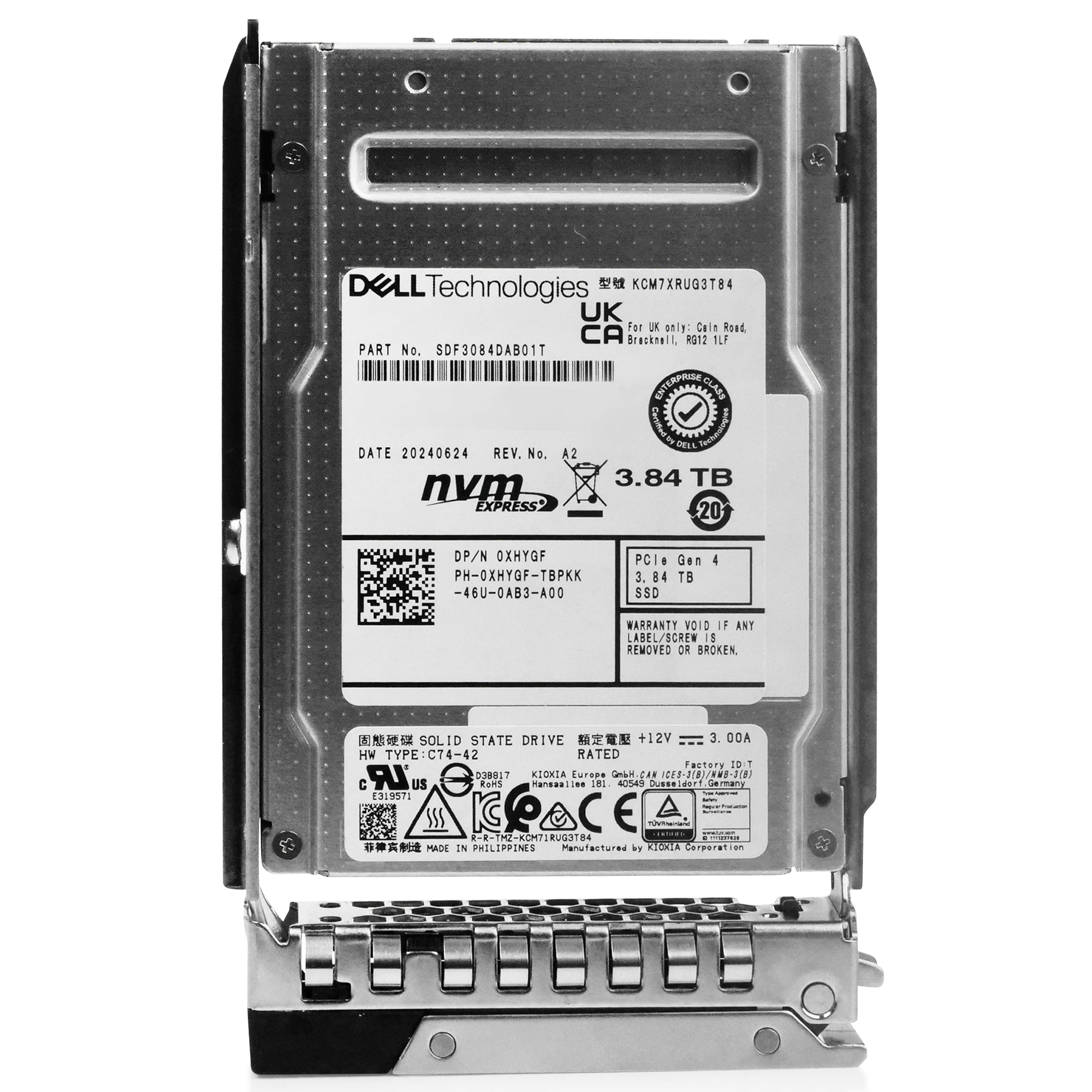 Dell G14 KRT3G 3.84TB 1 DWPD PCIe Gen 4.0 x4 8GB/s Read-Intensive 3D TLC U.2 NVMe 2.5in Solid State Drive