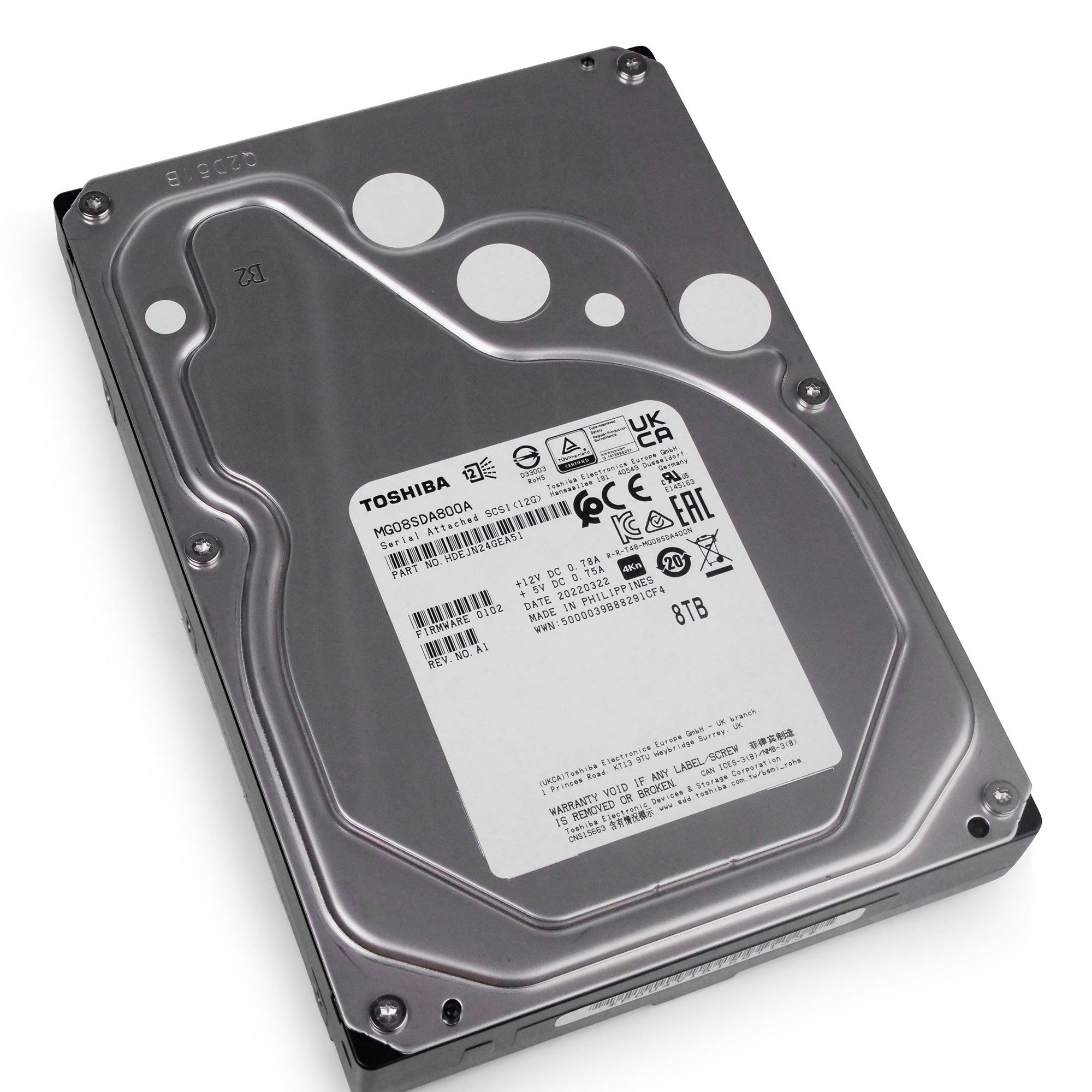 Toshiba MG08-D MG08SDA800A 8TB 7.2K RPM SAS 12Gb/s 4Kn 3.5in Hard Drive