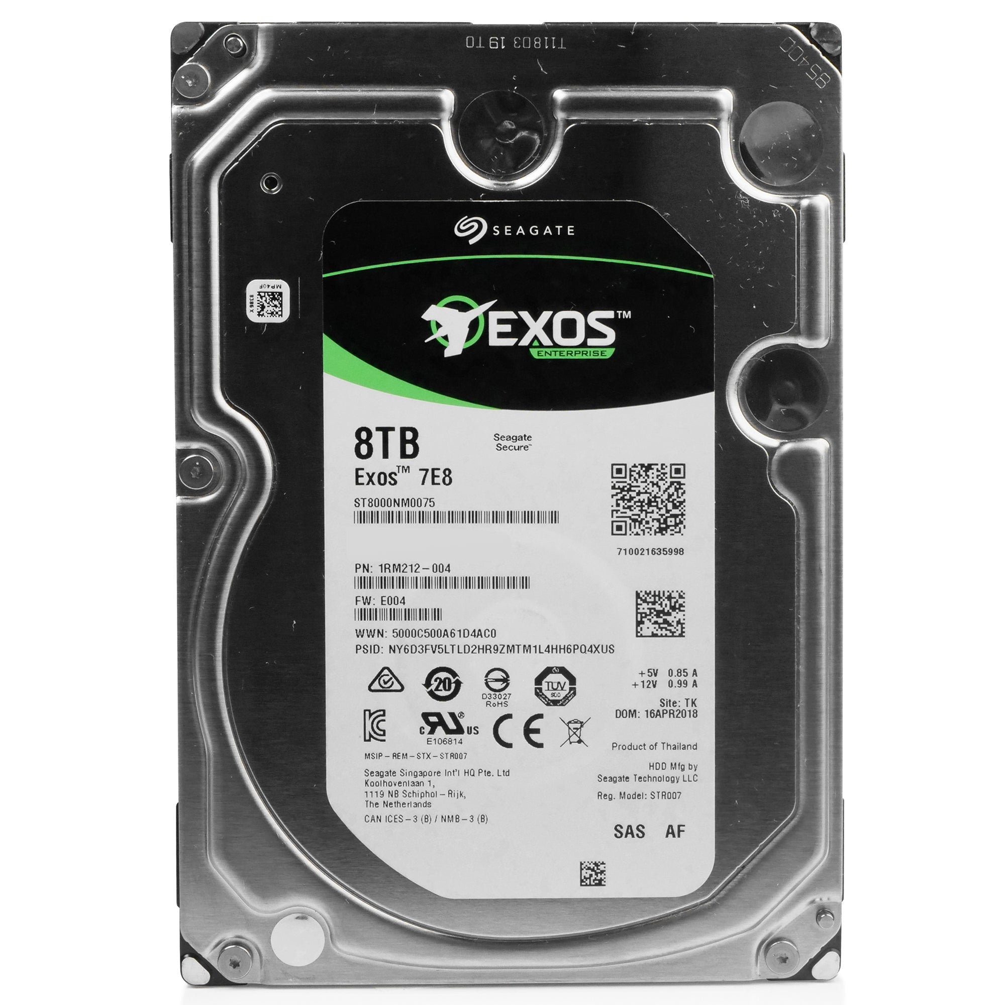Seagate Exos 7E8 ST8000NM0075 8TB 7.2K RPM SAS 12Gb/s 256MB 3.5" Refurbished HDD