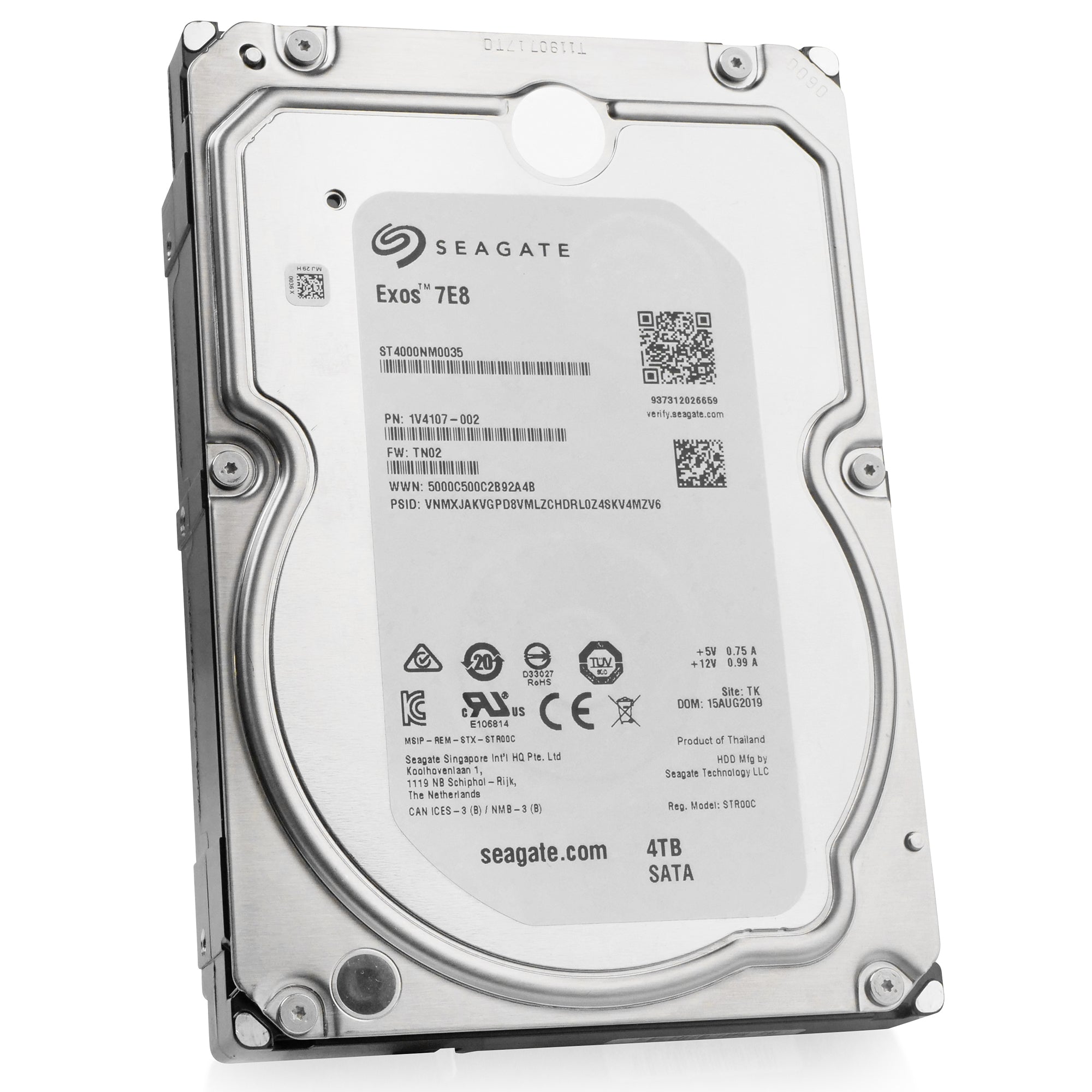 Seagate Exos 7E8 ST4000NM0035 4TB 7.2K RPM SATA 6Gb/s 512n 128MB 3.5" HDD