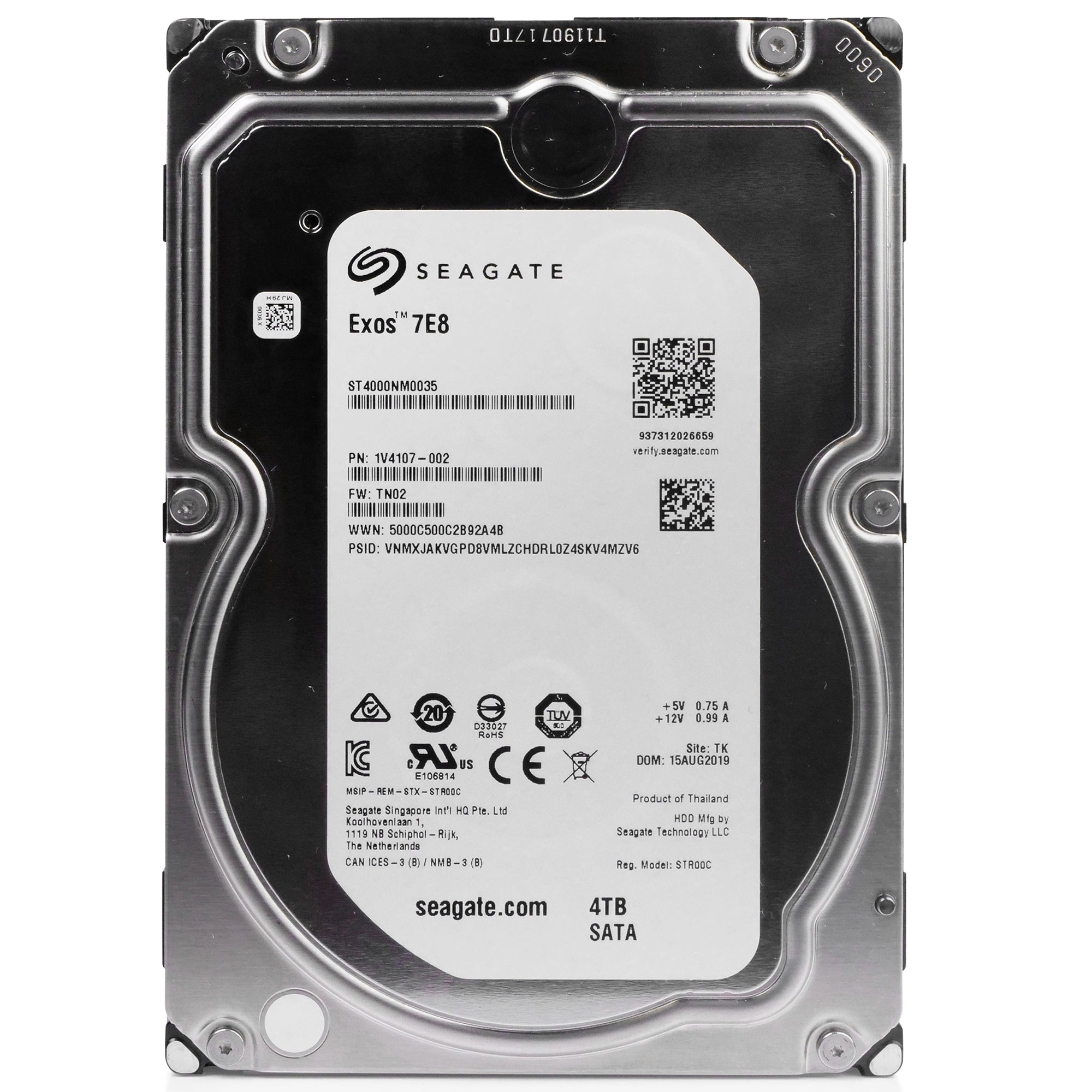 Seagate Exos 7E8 ST4000NM0035 4TB 7.2K RPM SATA 6Gb/s 512n 128MB 3.5" HDD