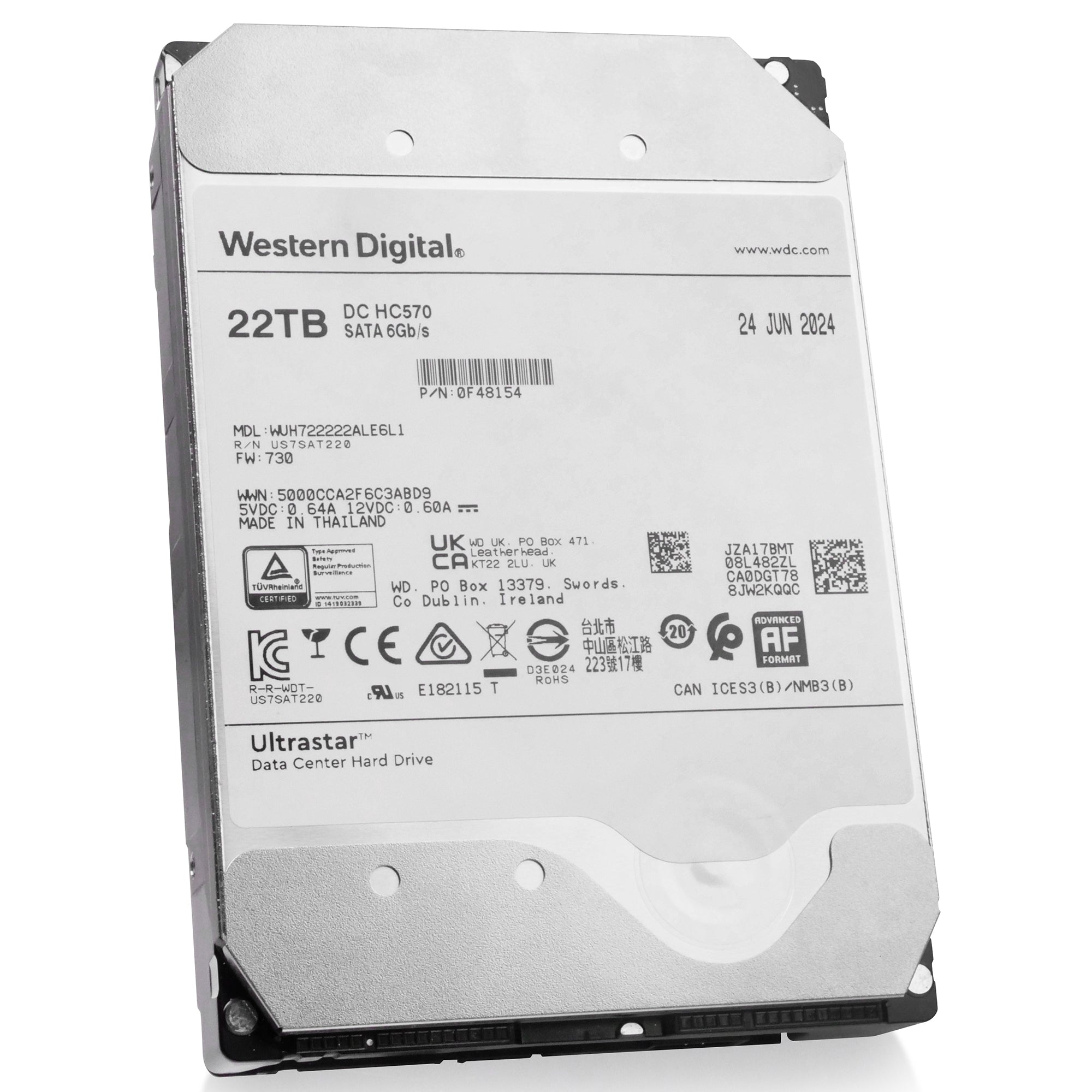 Western Digital Ultrastar DC HC570 WUH722222ALE6L1 0F48154 22TB 7.2K RPM SATA 6Gb/s 512e 3.5in Refurbished HDD