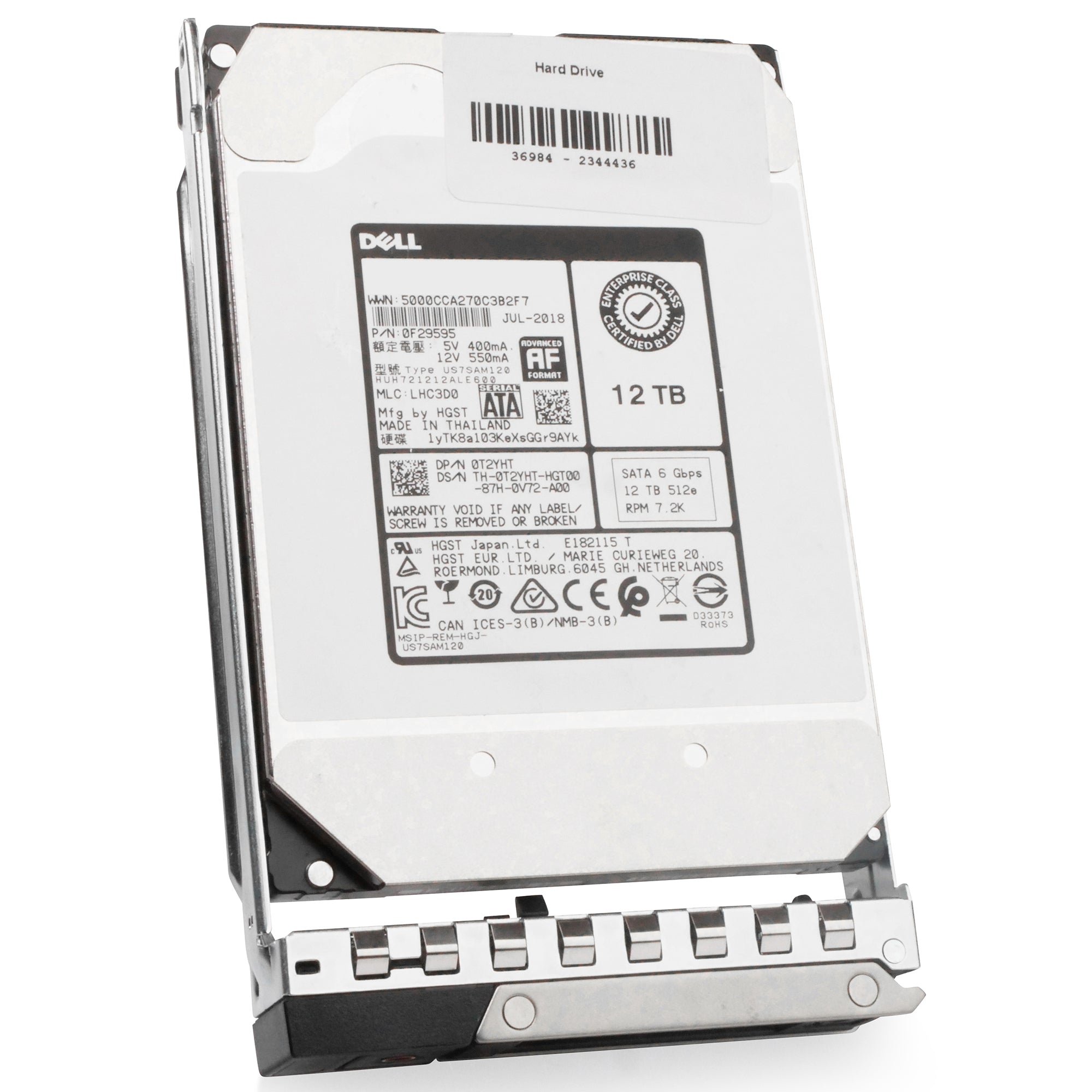 Dell G14 0T2YHT 12TB 7.2K RPM SATA 6Gb/s 512e 3.5in Refurbished HDD