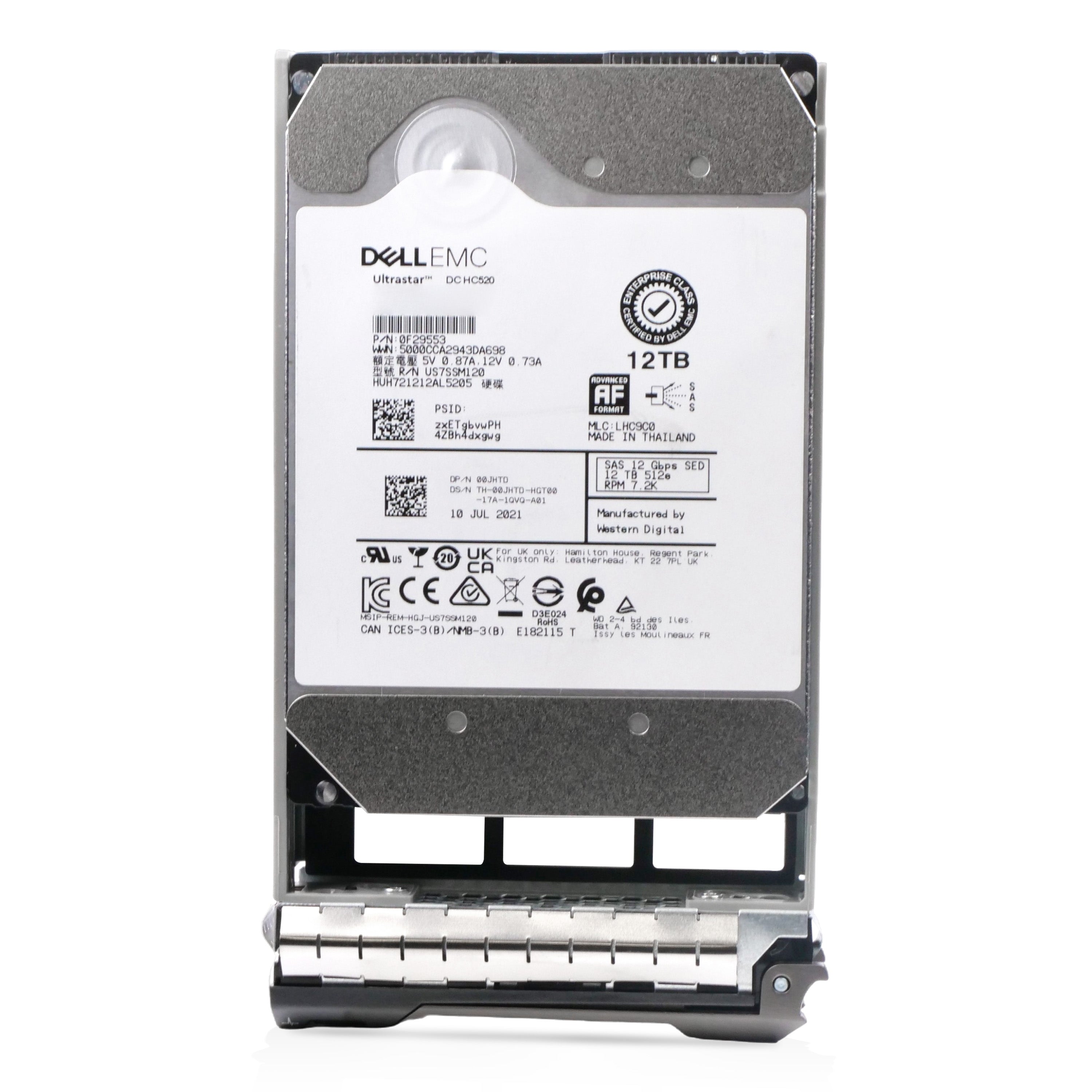 Dell G13 400-AXNU 12TB 7.2K RPM SAS 12Gb/s 512e 256MB 3.5in Refurbished HDD