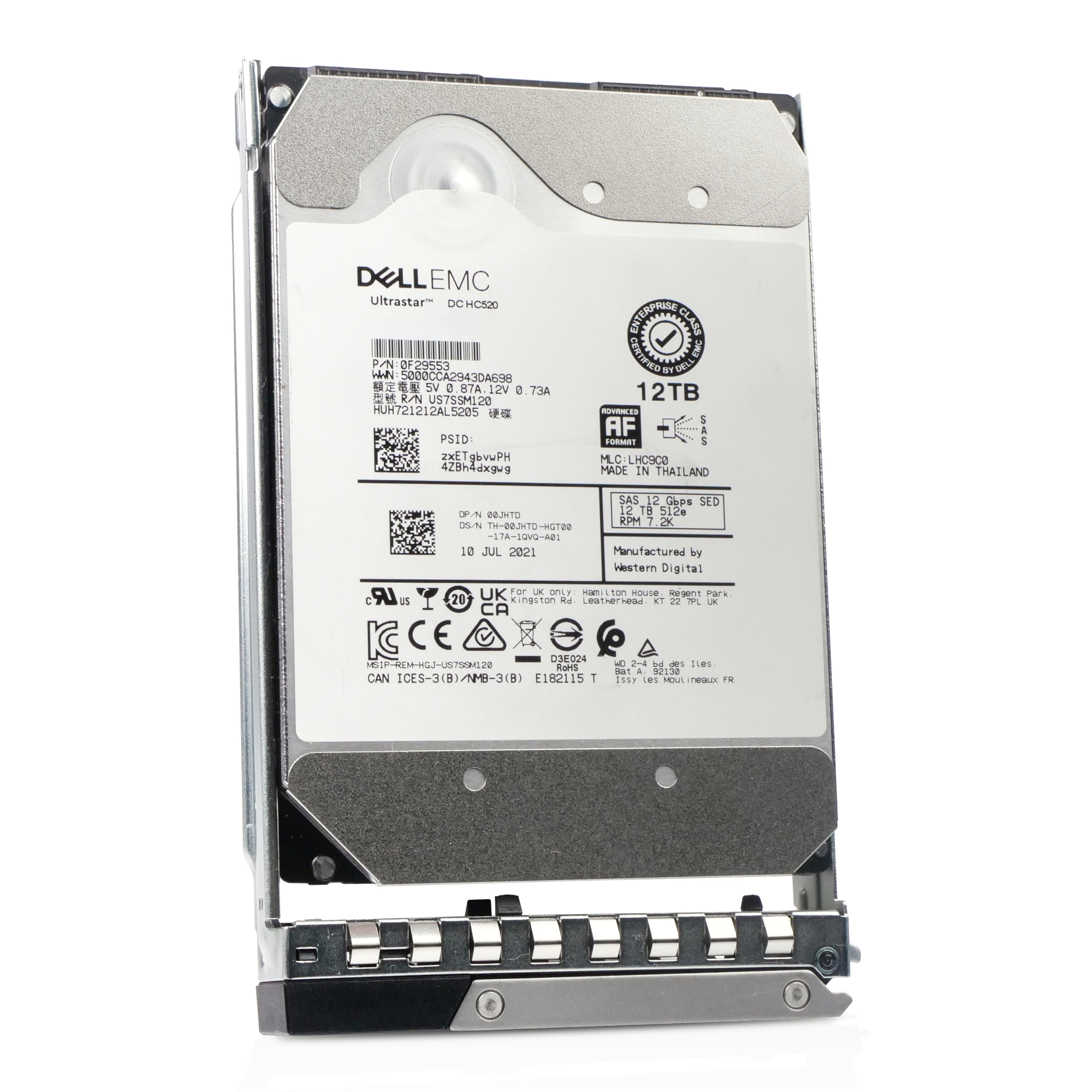 Dell G14 077CYV 12TB 7.2K RPM SAS 12Gb/s 512e 256MB 3.5in Refurbished HDD