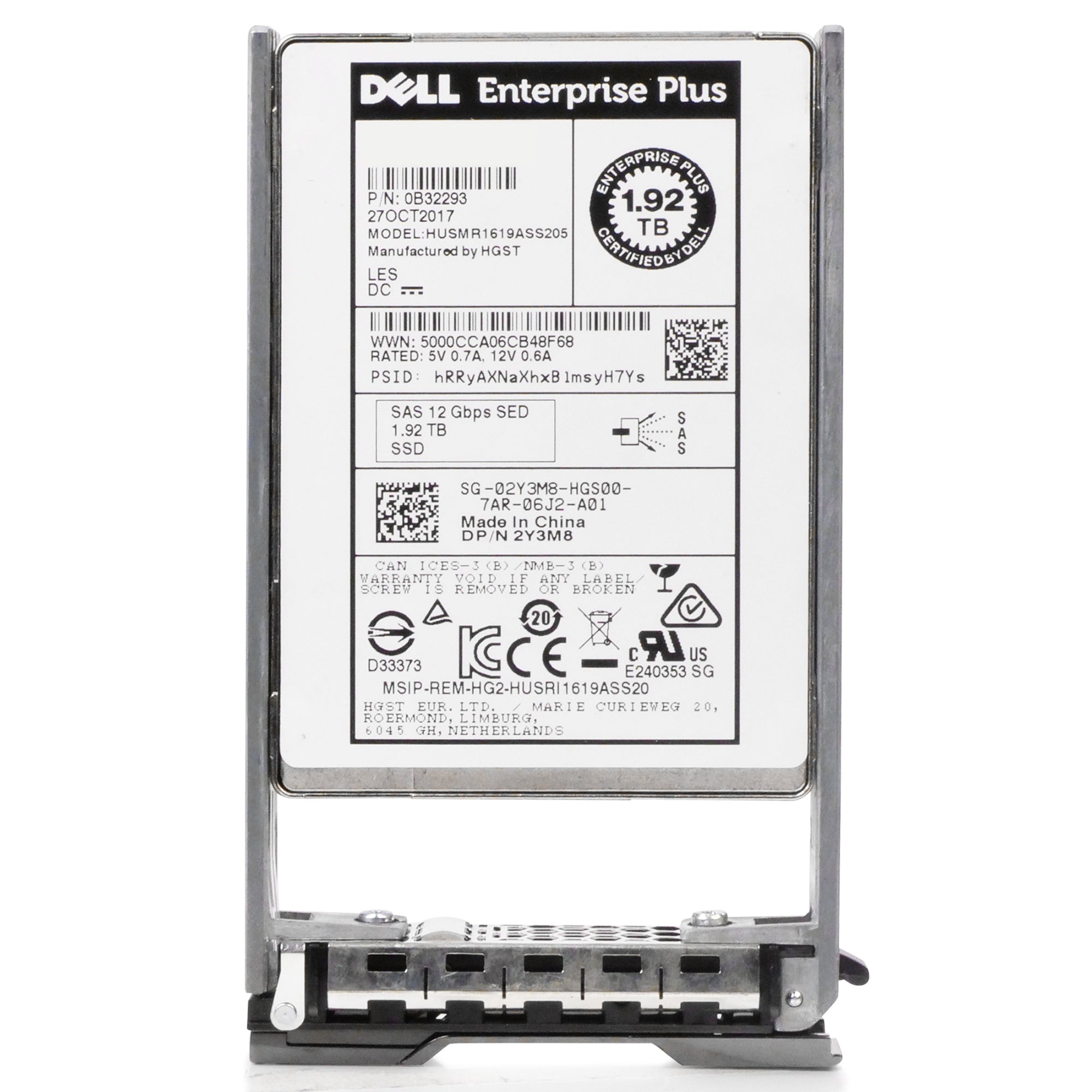 Dell G13 02Y3M8 1.92TB 1 DWPD SAS 12Gb/s MLC 2.5in Read-Intensive Refurbished SSD