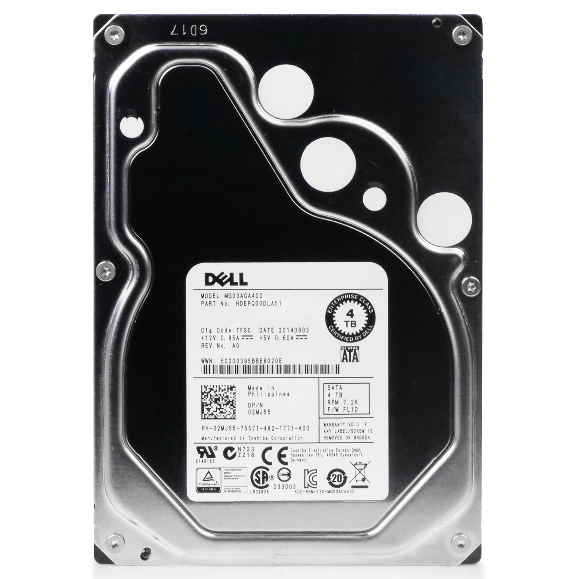 Dell/Toshiba MG03ACA MG03ACA400 4TB 7.2K RPM SATA 6Gb/s 512e 64MiB 3.5in Refurbished HDD