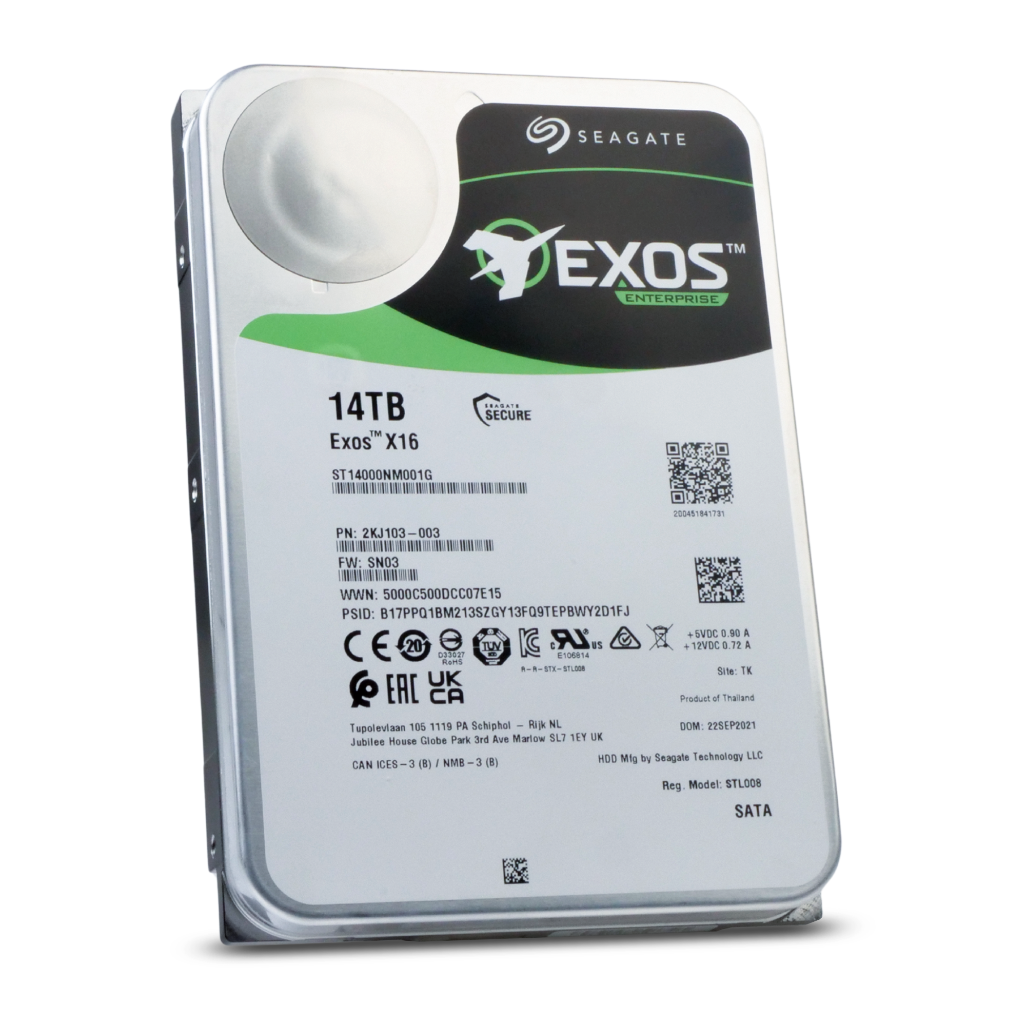 Seagate Exos X16 ST14000NM001G 14TB 7.2K RPM SATA 6Gb/s 512e/4Kn 256MB 3.5" FastFormat Refurbished HDD