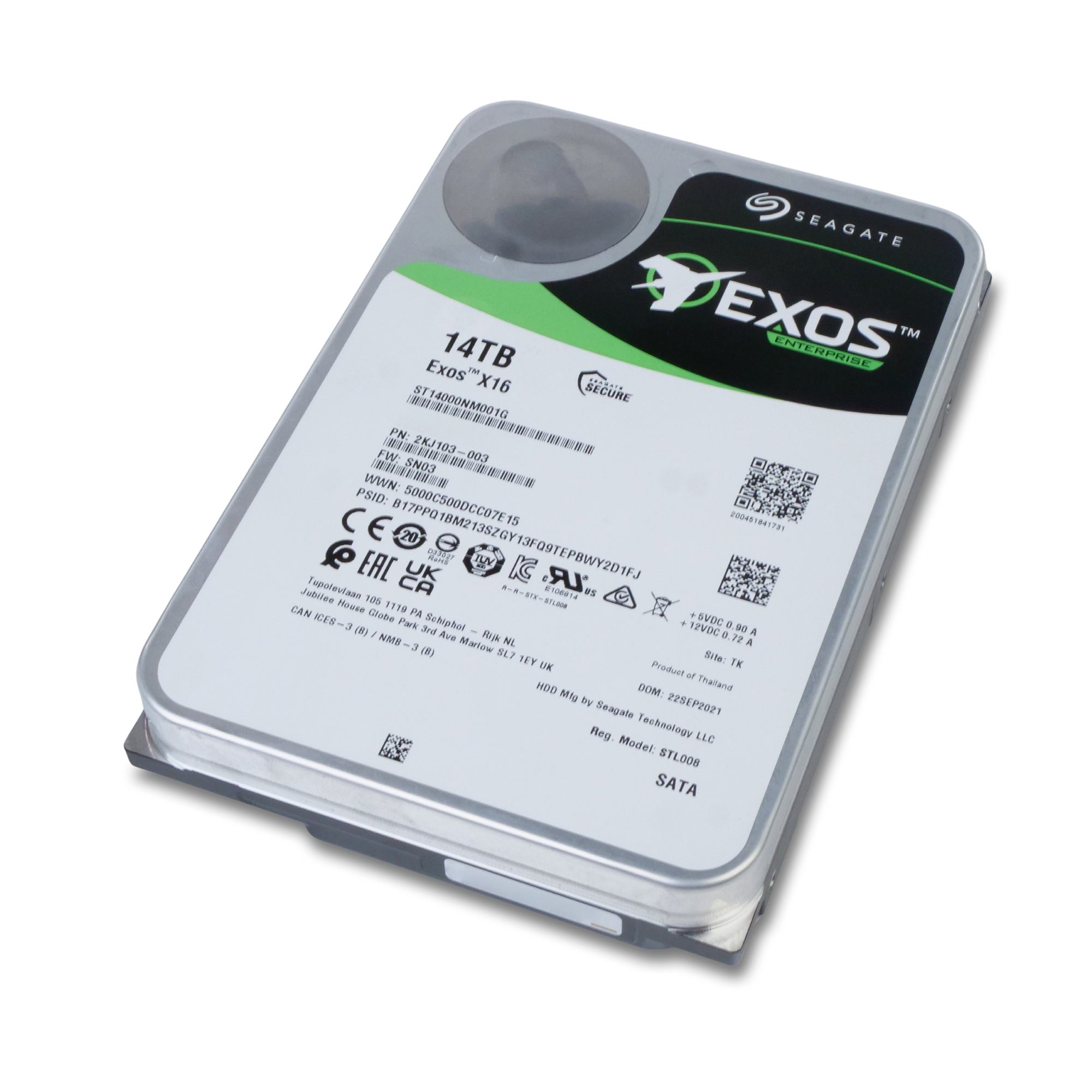 Seagate Exos X16 ST14000NM001G 14TB 7.2K RPM SATA 6Gb/s 512e/4Kn 256MB 3.5" FastFormat Refurbished HDD