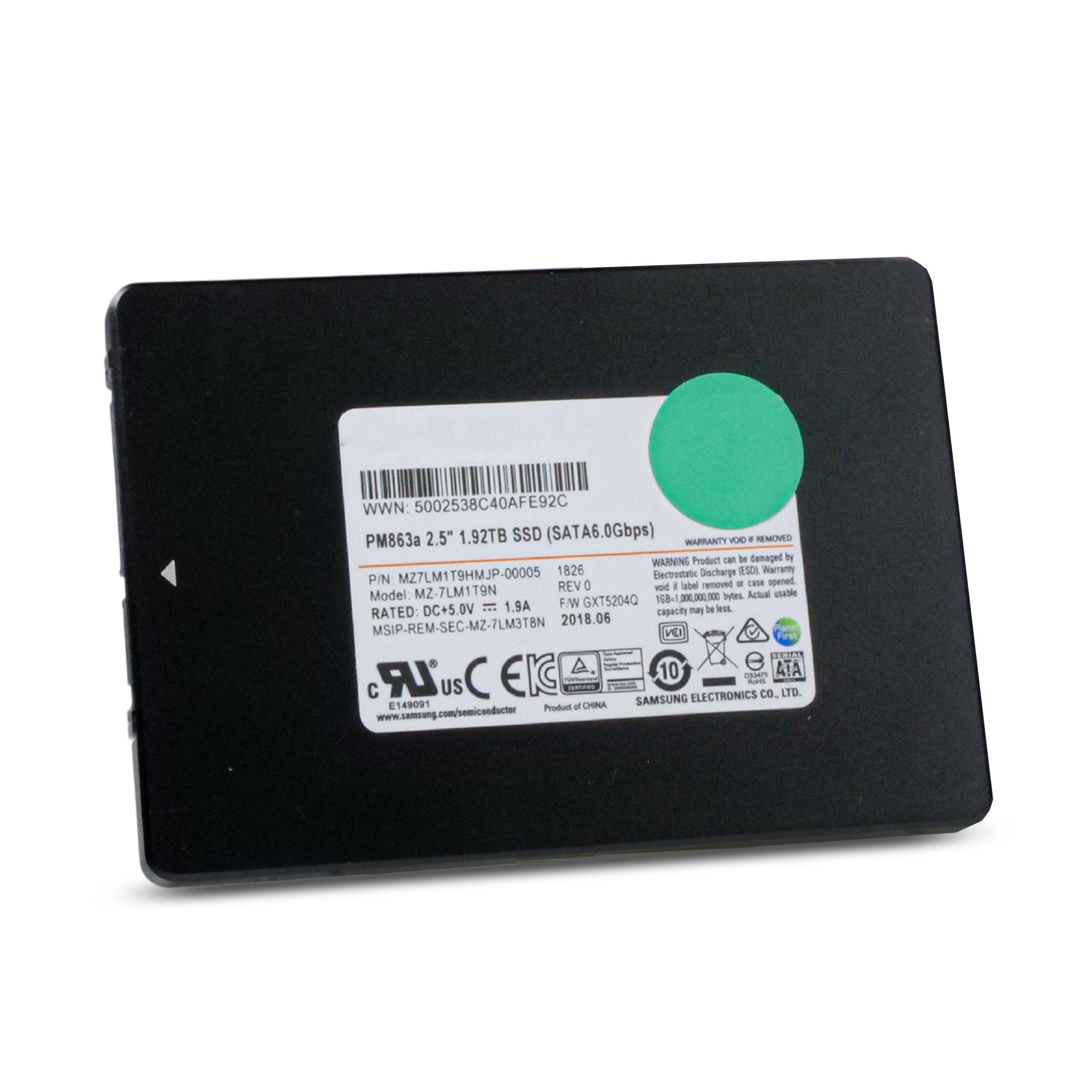 Samsung PM863a MZ7LM1T9HMJP 1.92TB SATA 6Gb/s 2.5" Read Intensive Refurbished SSD