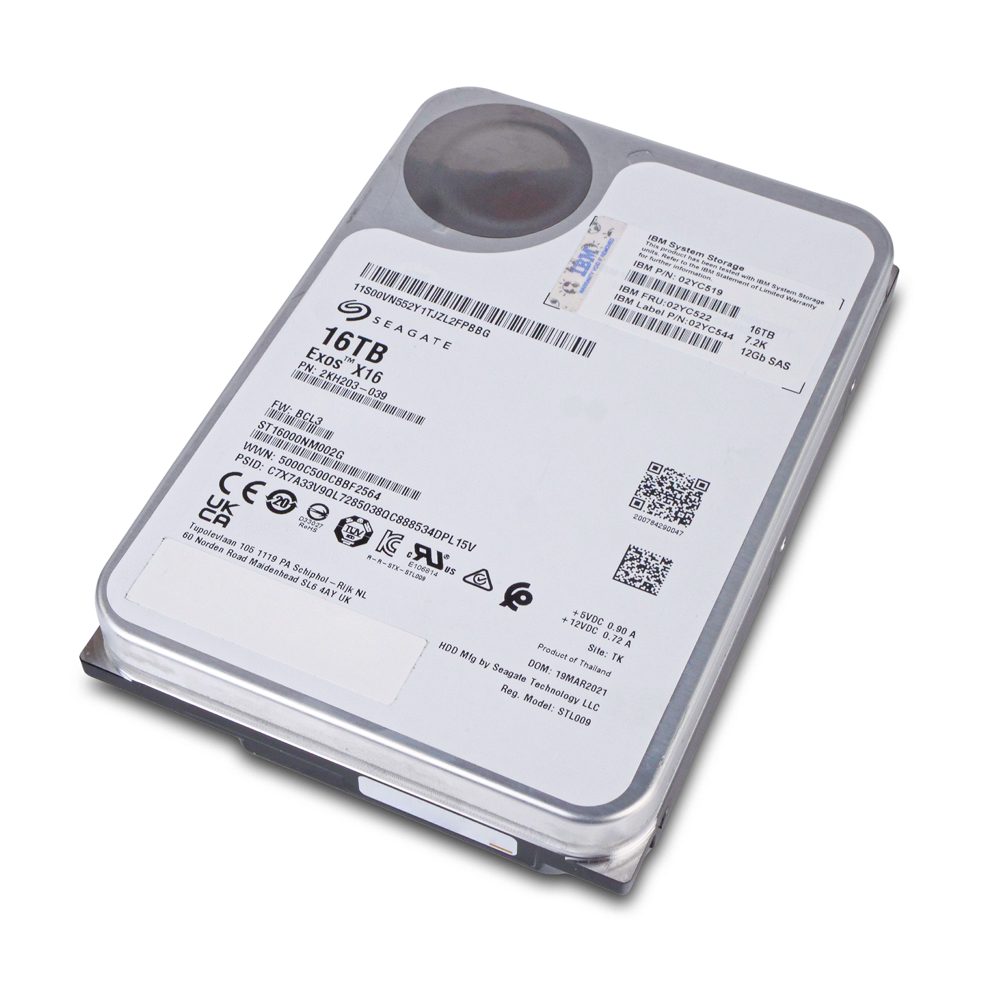 Seagate/IBM Exos X16 ST16000NM002G 16TB 7.2K RPM SAS 12Gb/s 512e/4Kn 3.5in Refurbished HDD