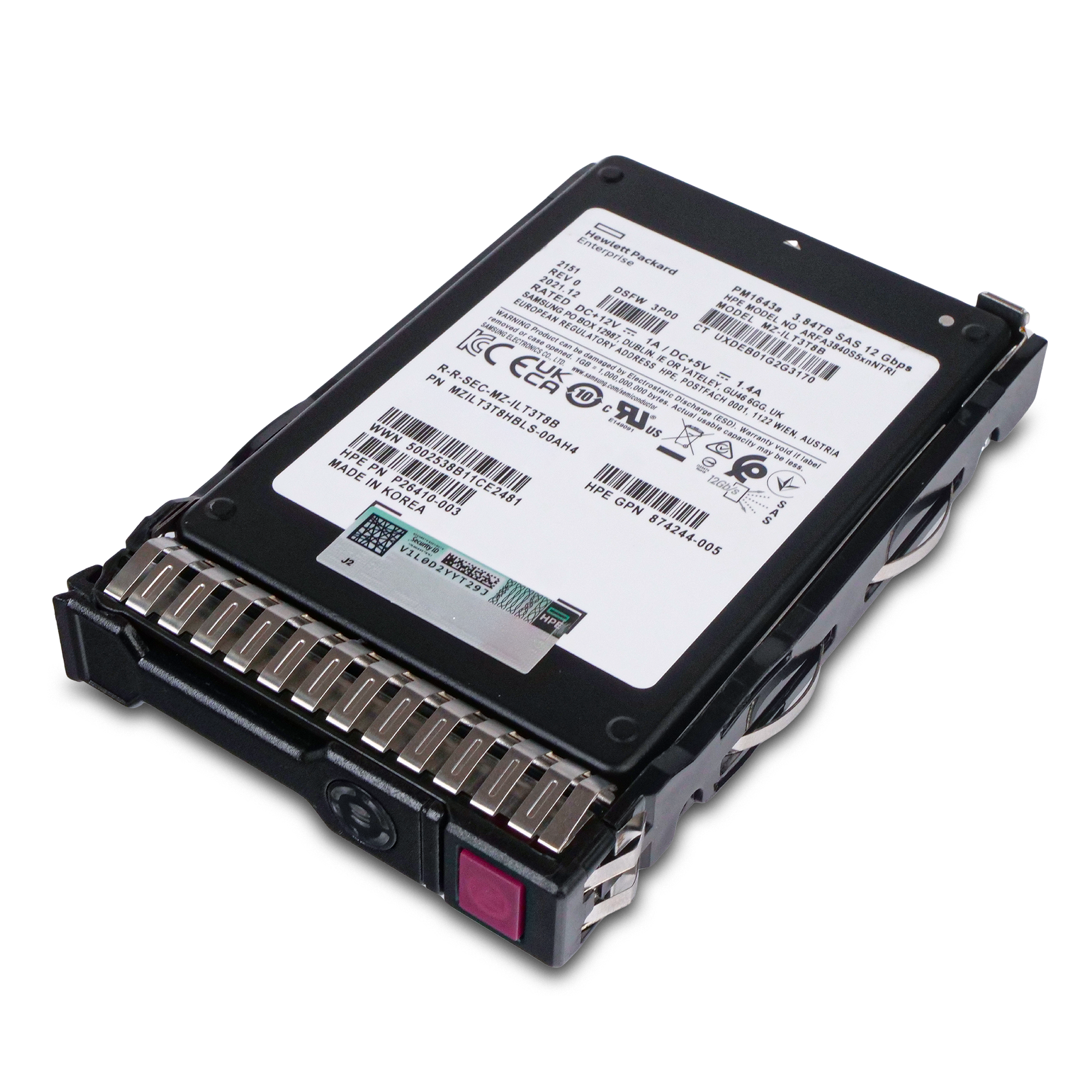 HP Generation 8 VO003840JWZJK P15848-003 3.84TB 1 DWPD SAS 12Gb/s 3D TLC 2.5in Refurbished SSD