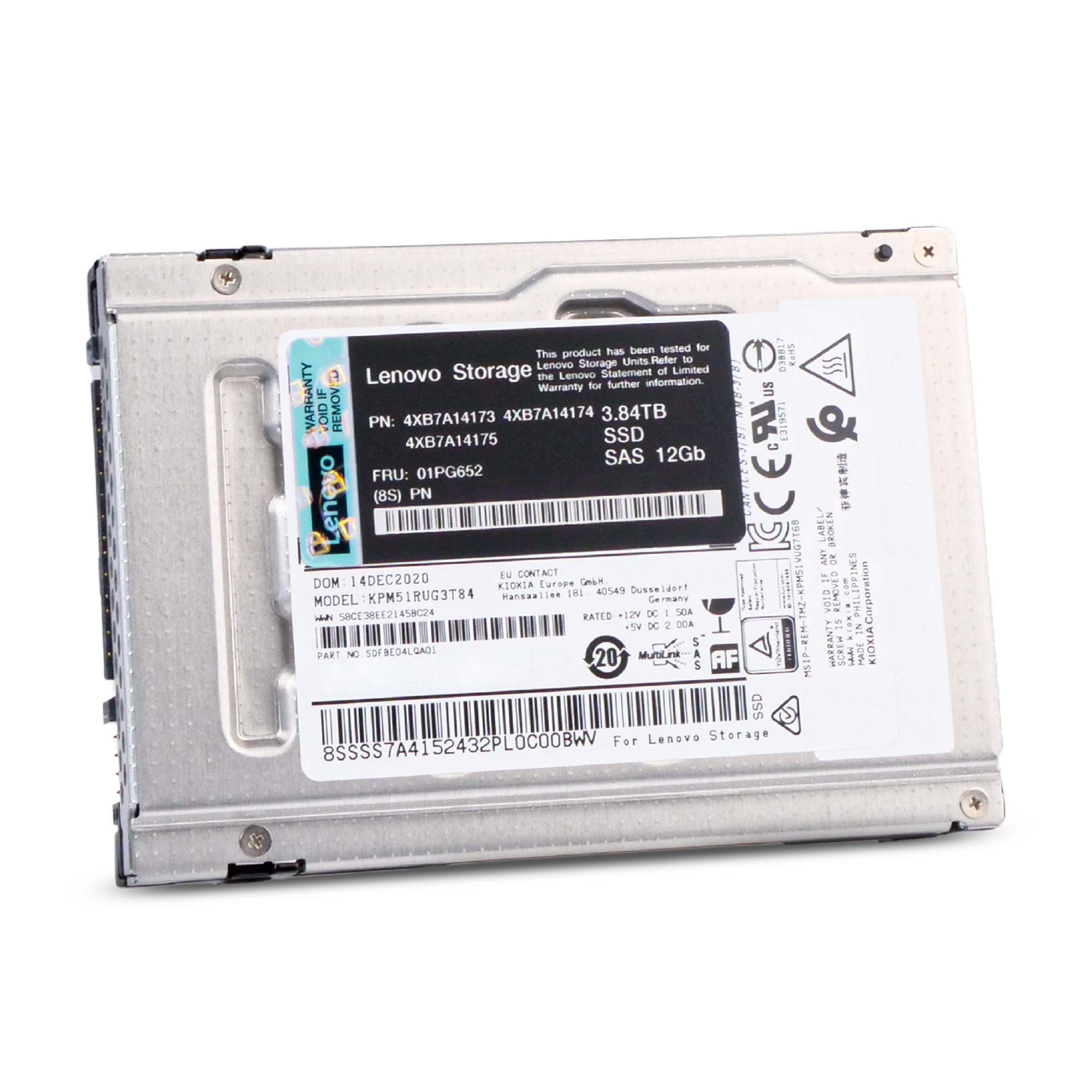 Lenovo/Kioxia PM5-R KPM51RUG3T84 3.84TB 1 DWPD SAS 12Gb/s 3D TLC 2.5in Refurbished SSD