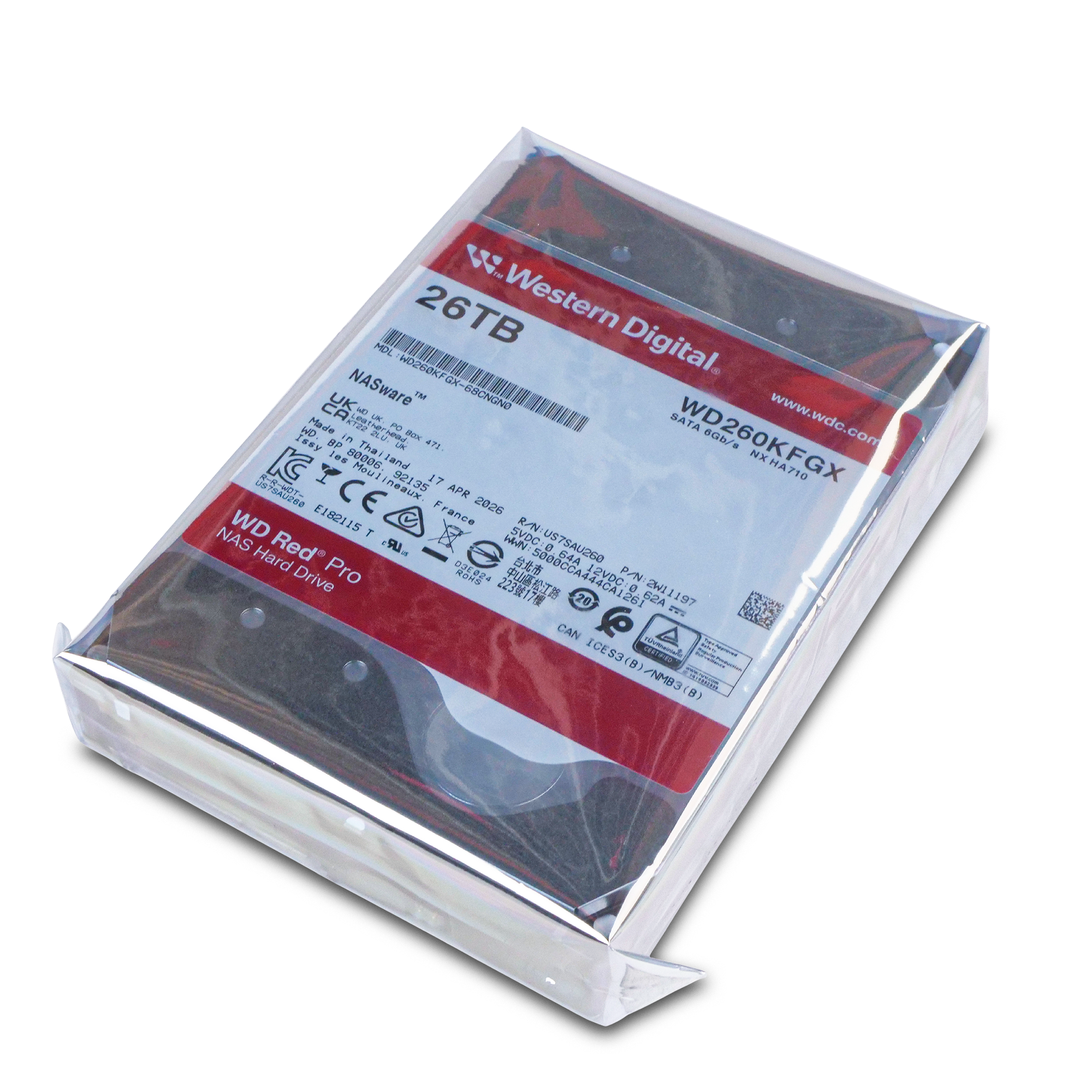 Western Digital Red Pro WD260KFGX 26TB 7.2K RPM SATA 6Gb/s 512e 512MB 3.5in NAS Hard Drive