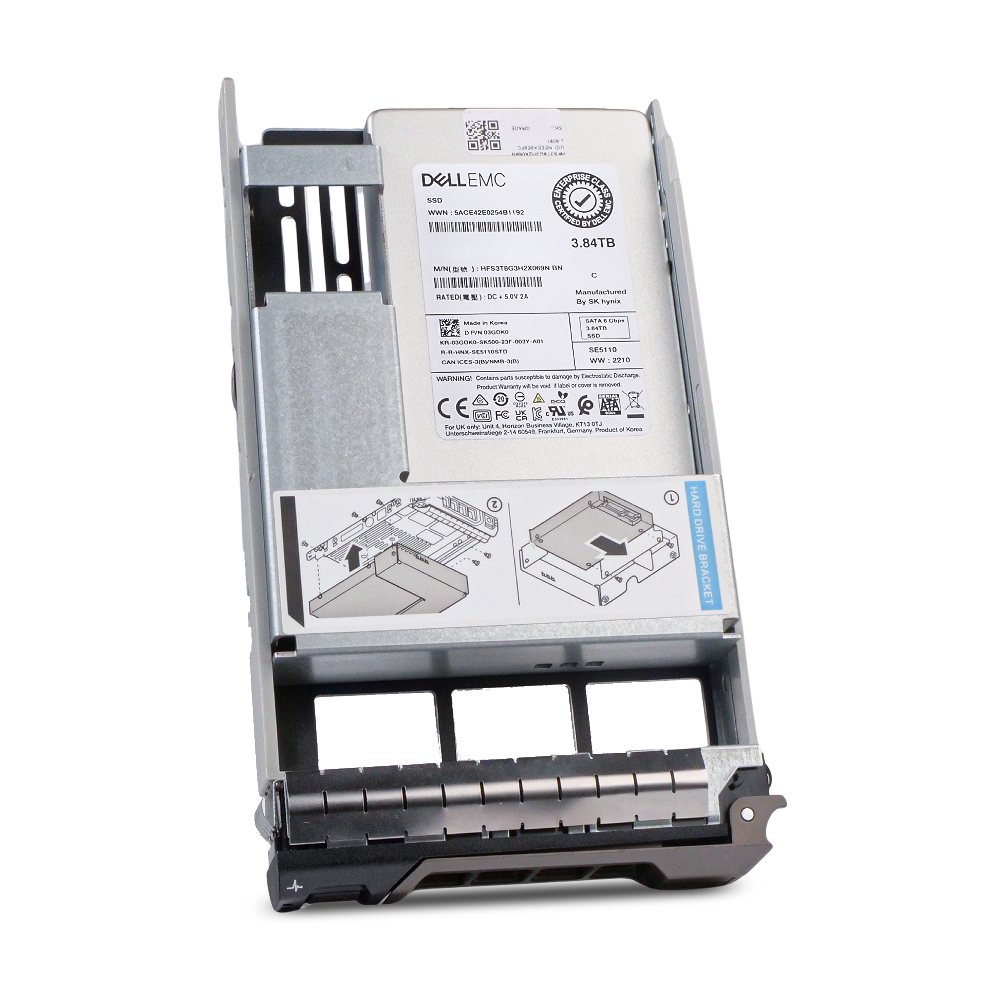 Dell G13 03GDK0 3.84TB 1 DWPD SATA 6Gb/s 3D TLC Hybrid 3.5in Read Intensive Refurbished SSD