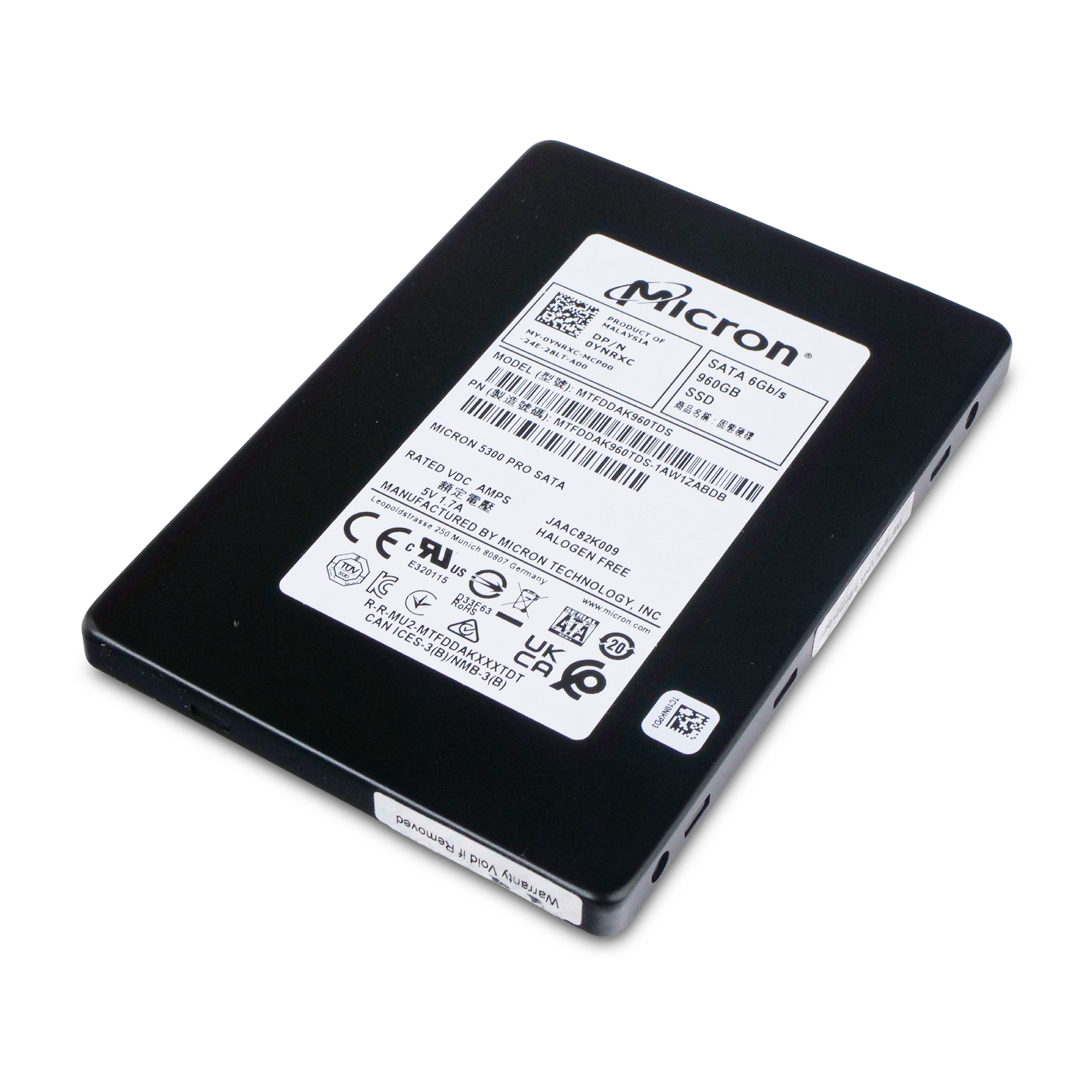Dell/Micron 5300 Pro MTFDDAK960TDS 960GB SATA 6Gb/s 3D TLC 2.5in Enterprise Solid State Drive