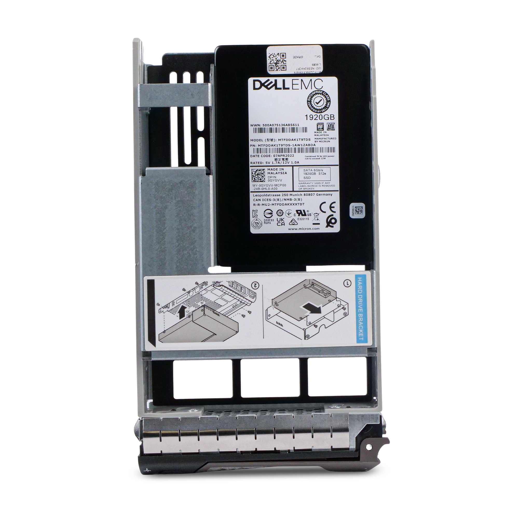 Dell G13 0GYGVV 1.92TB 1.5 DWPD SATA 6Gb/s 3D TLC 512e Hybrid 3.5in SSD