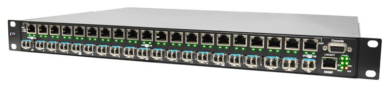 PHB-200M-AA - Gigabit 20 port SFP managed patching hub, 10/100/1000Base-TX to 100/1000Base-X SFP, SNMP, rack 19", redundant AC power