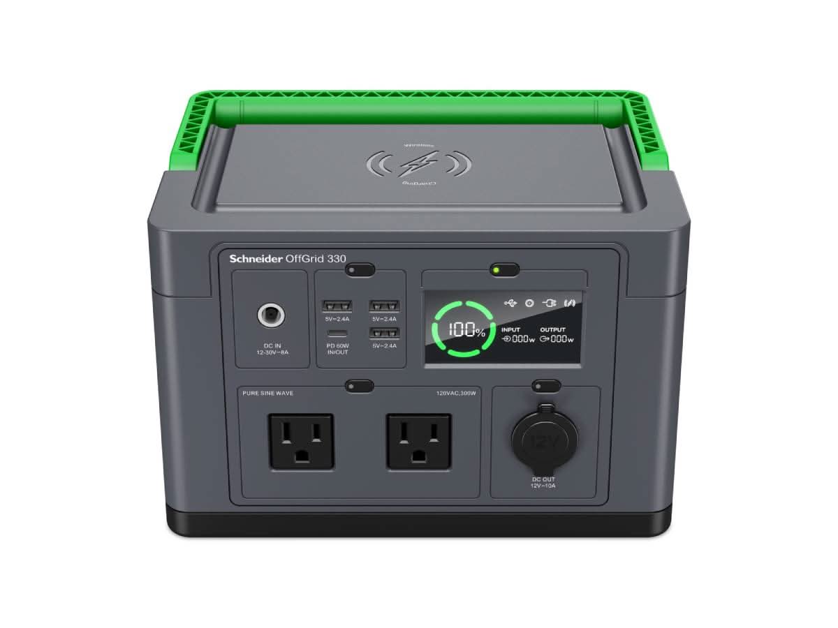 Schneider PPS330 OffGrid Portable Power Station 330 120V 332Wh Lithium-ion 2 NEMA Sinewave