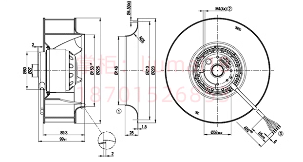 R2D225-AV02-12 ebm papst 400V 225mm 160W Cooling Fan