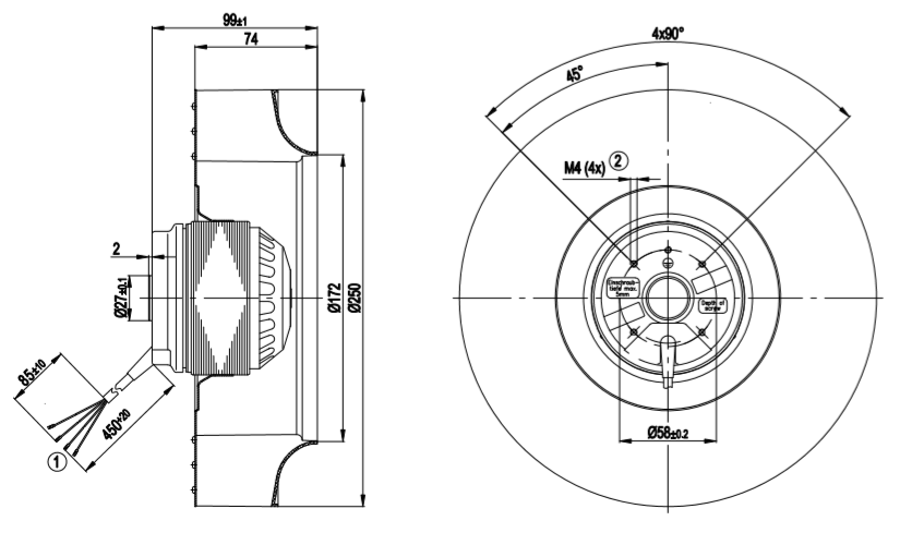 ebm-papst R2E250-AV62-05 230V Cooling Fan