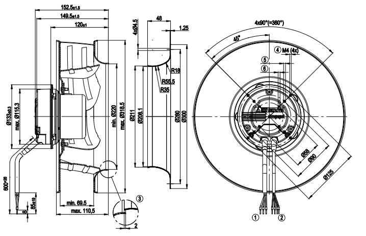 R3G310-AO52-01 ebmpapst Fans Motor M3G074-CF