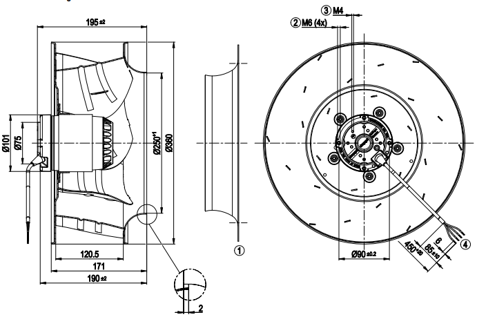 R4E355-AL02-05 Blowers & Centrifugal Fans