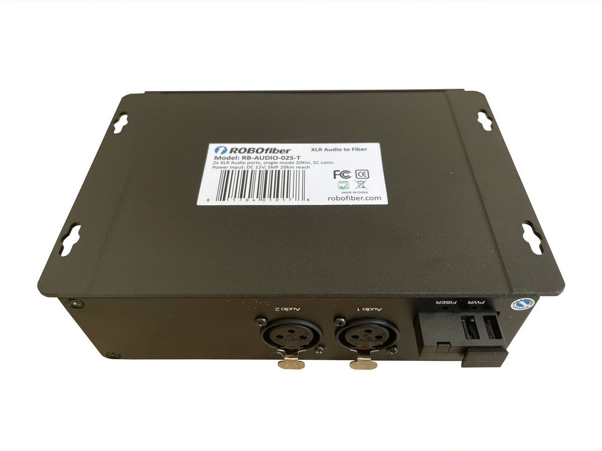RB-AUDIO-02M-T two XLR balanced audio channels over fiber extender (Transmitter) single strand MMF, 2Km reach, SC