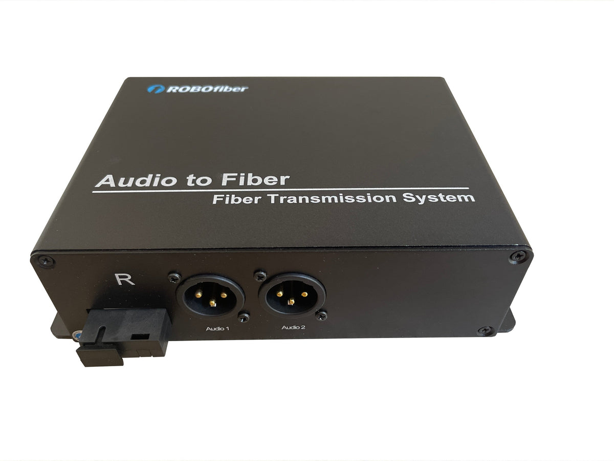 RB-AUDIO02 two XLR balanced audio channels over fiber extender (Transmitter and Receiver) SET of TWO, single strand SMF 20Km or MMF 1Km reach, SC connector