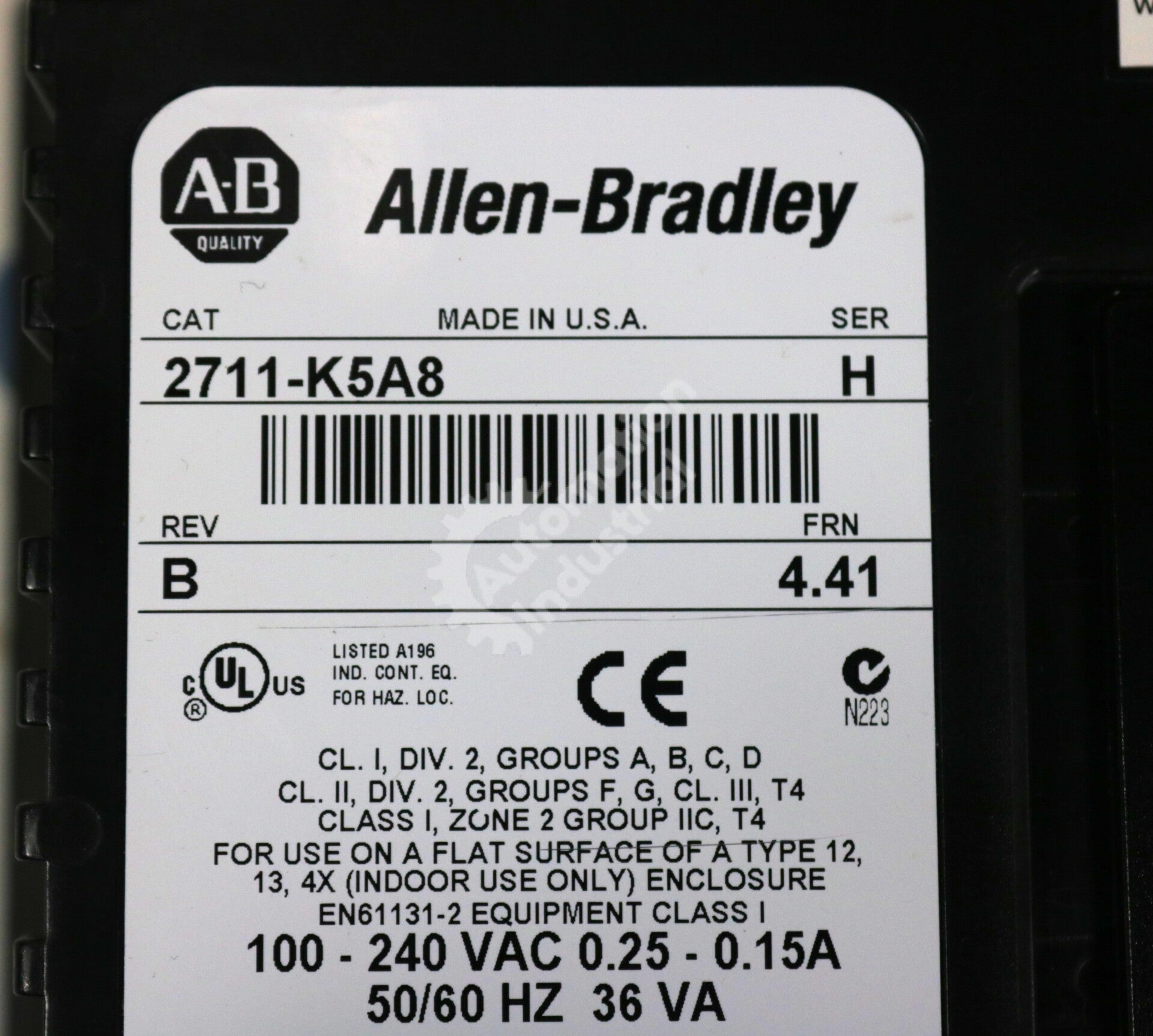 2711-K5A8 By Allen Bradley 100-240VAC 5.3In Panelview 550 Operator Interface