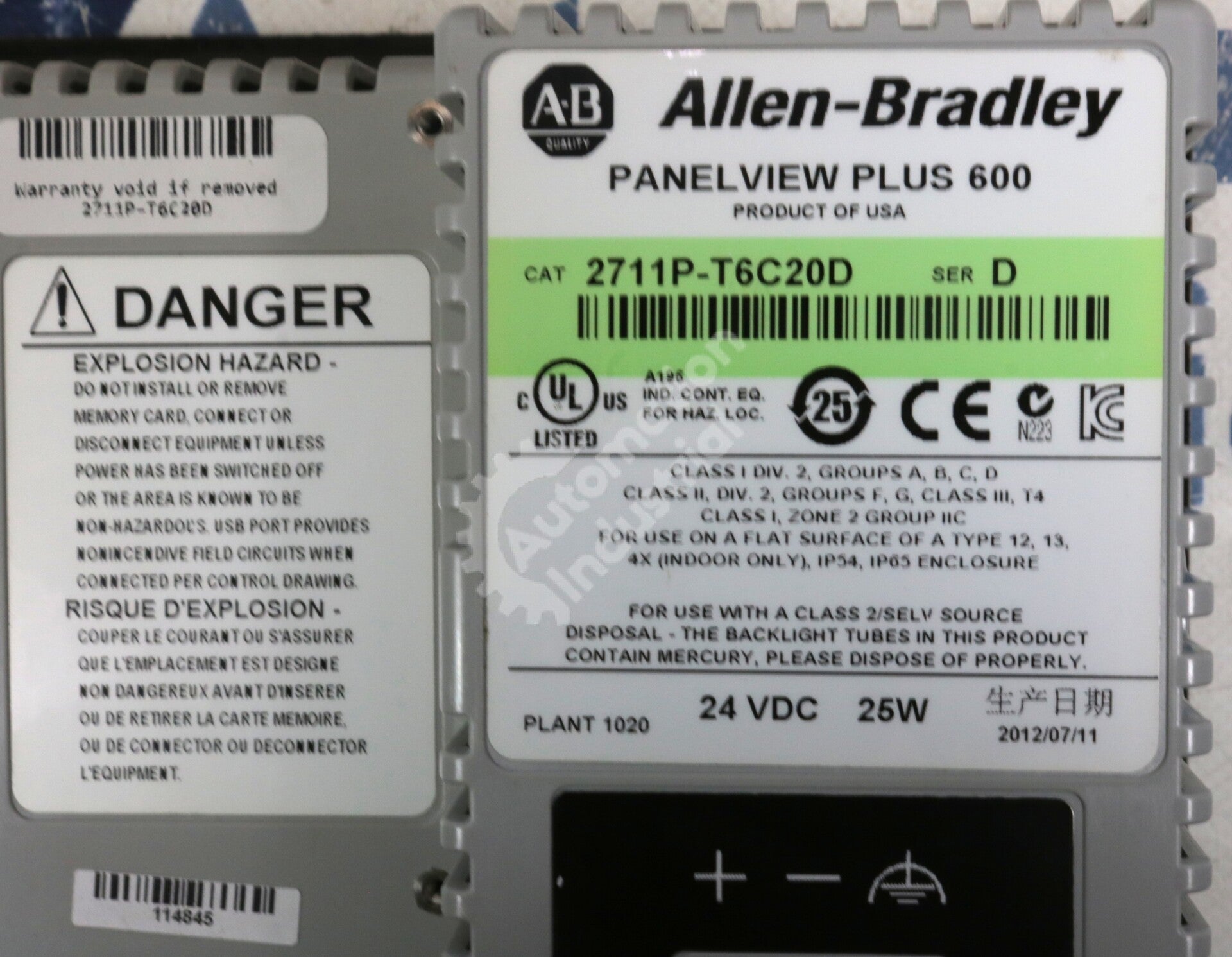 2711P-T6C20D By Allen Bradley 24VDC 5.7In Color Display Operator Interface